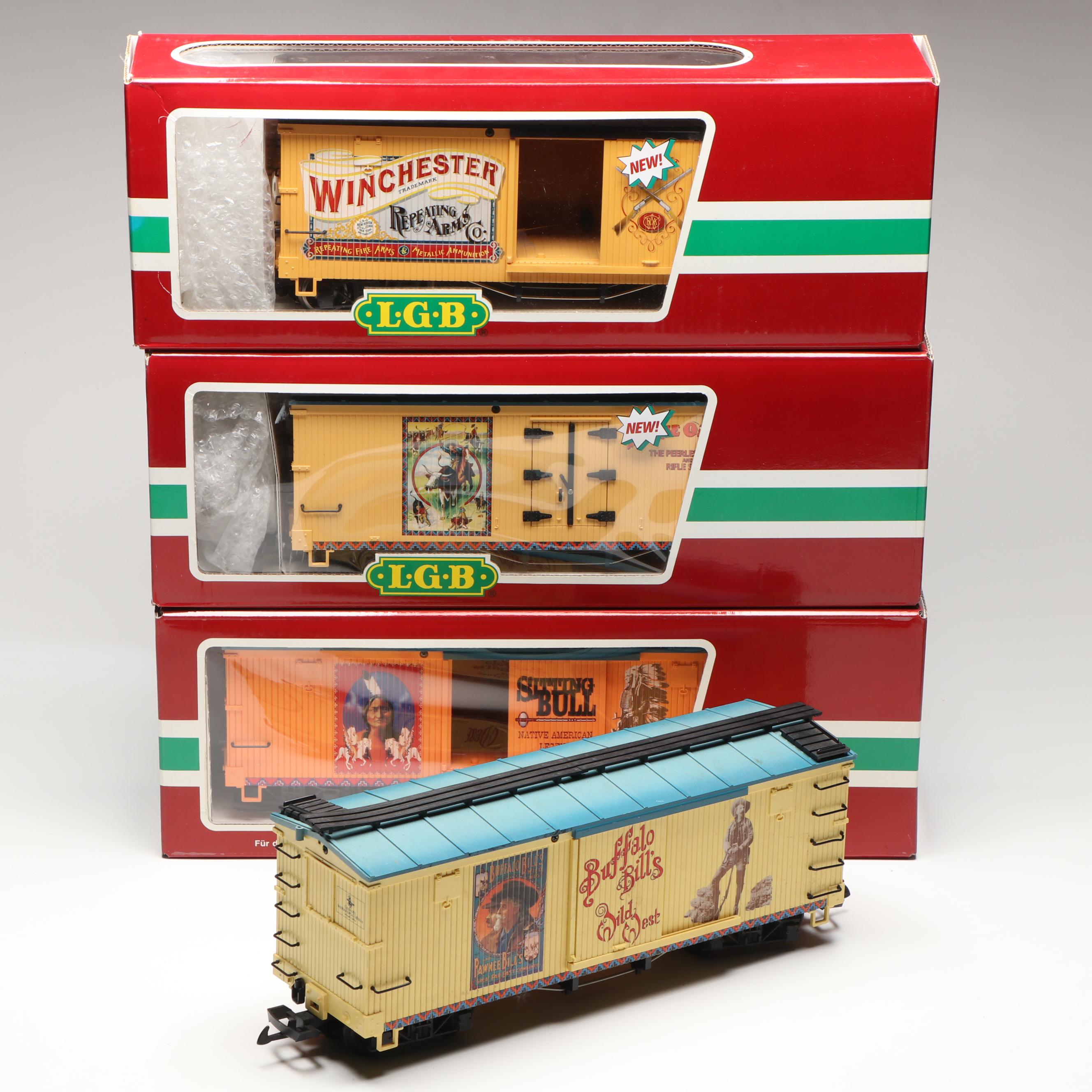 LGB G Scale 47670 Winchester, 41720 Anne Oakley and More Boxcars