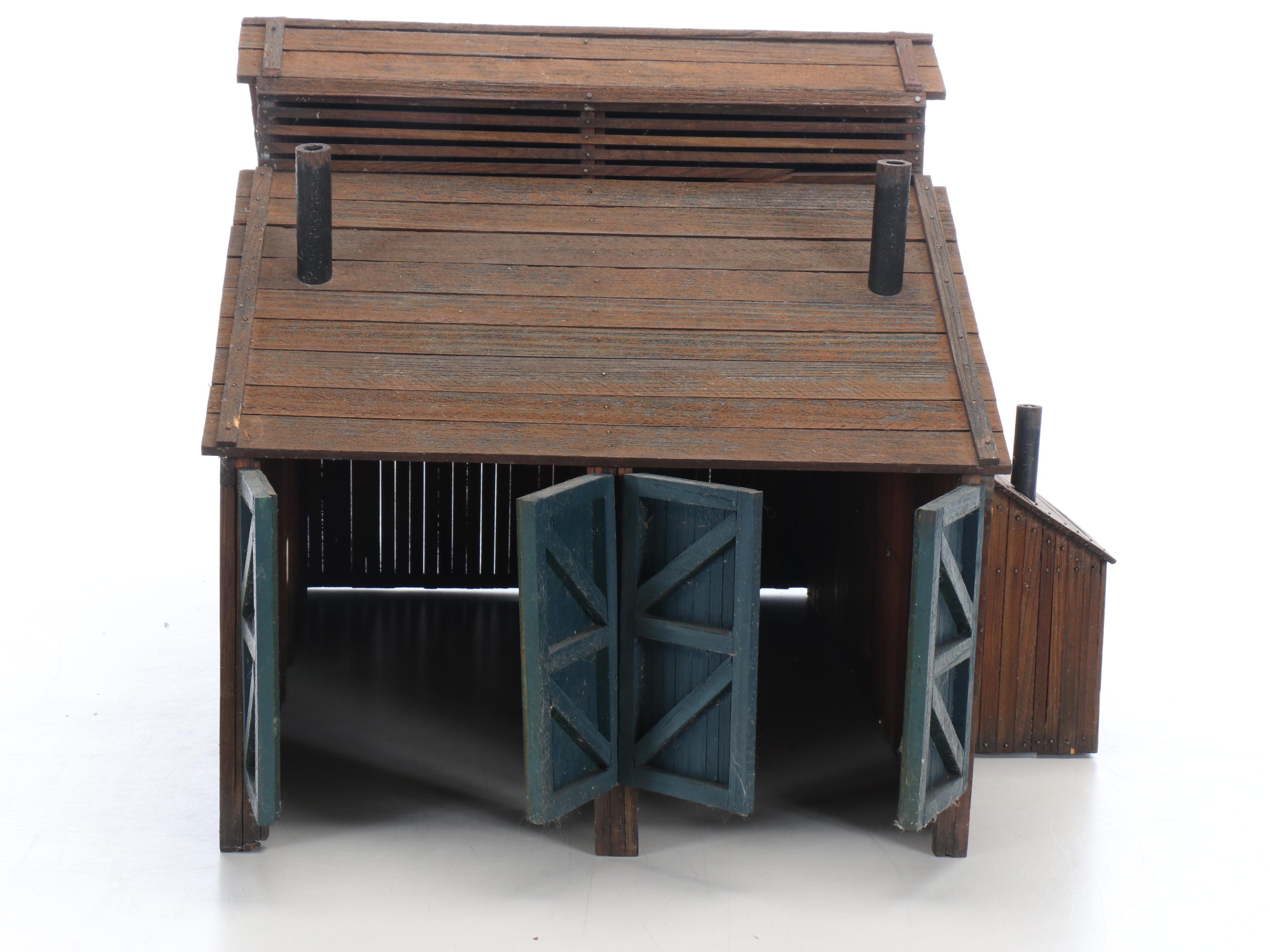 Rustic Wood Barn Train Track Building