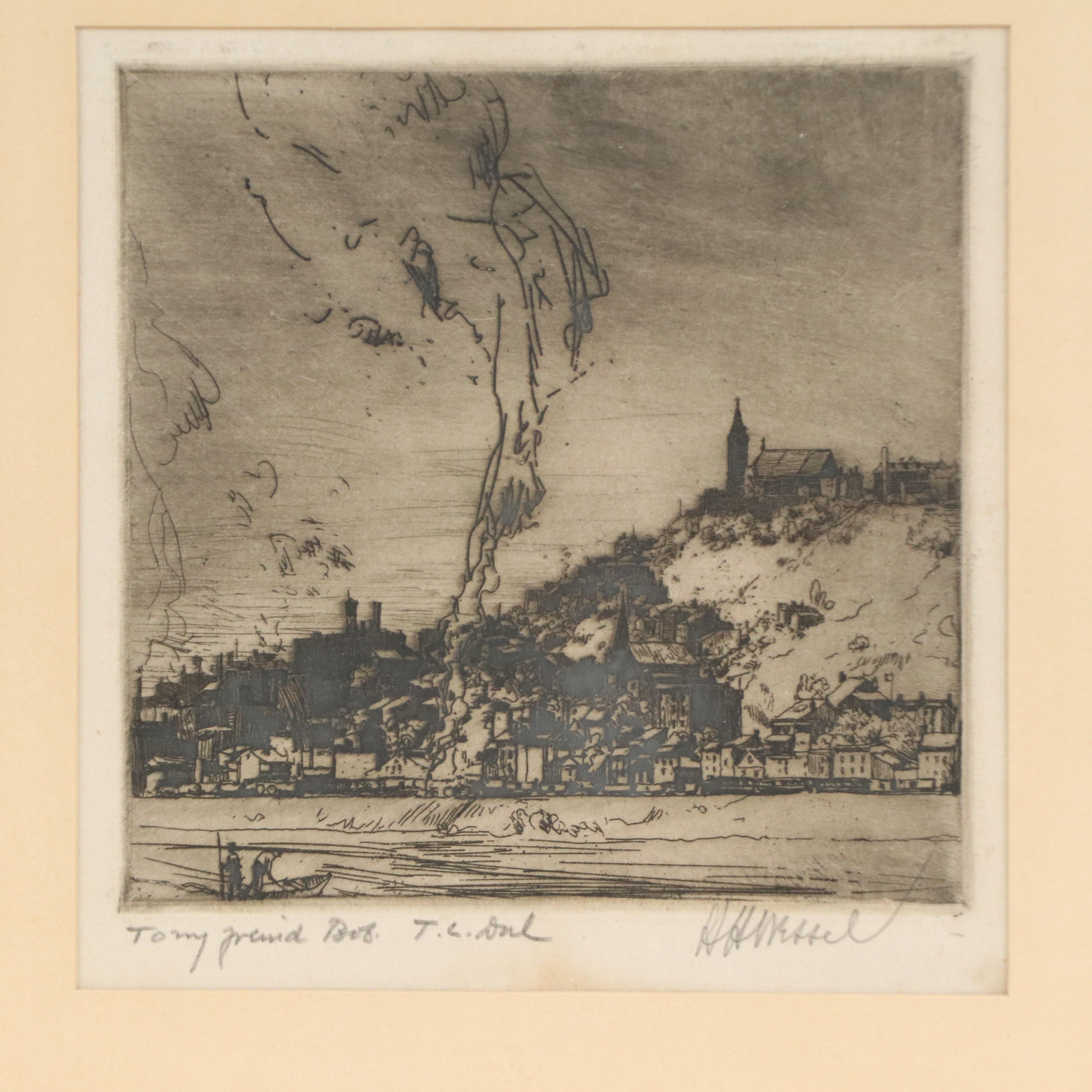 Herman Henry Wessel Landscape Etching of Mt. Adams, Early 20th Century