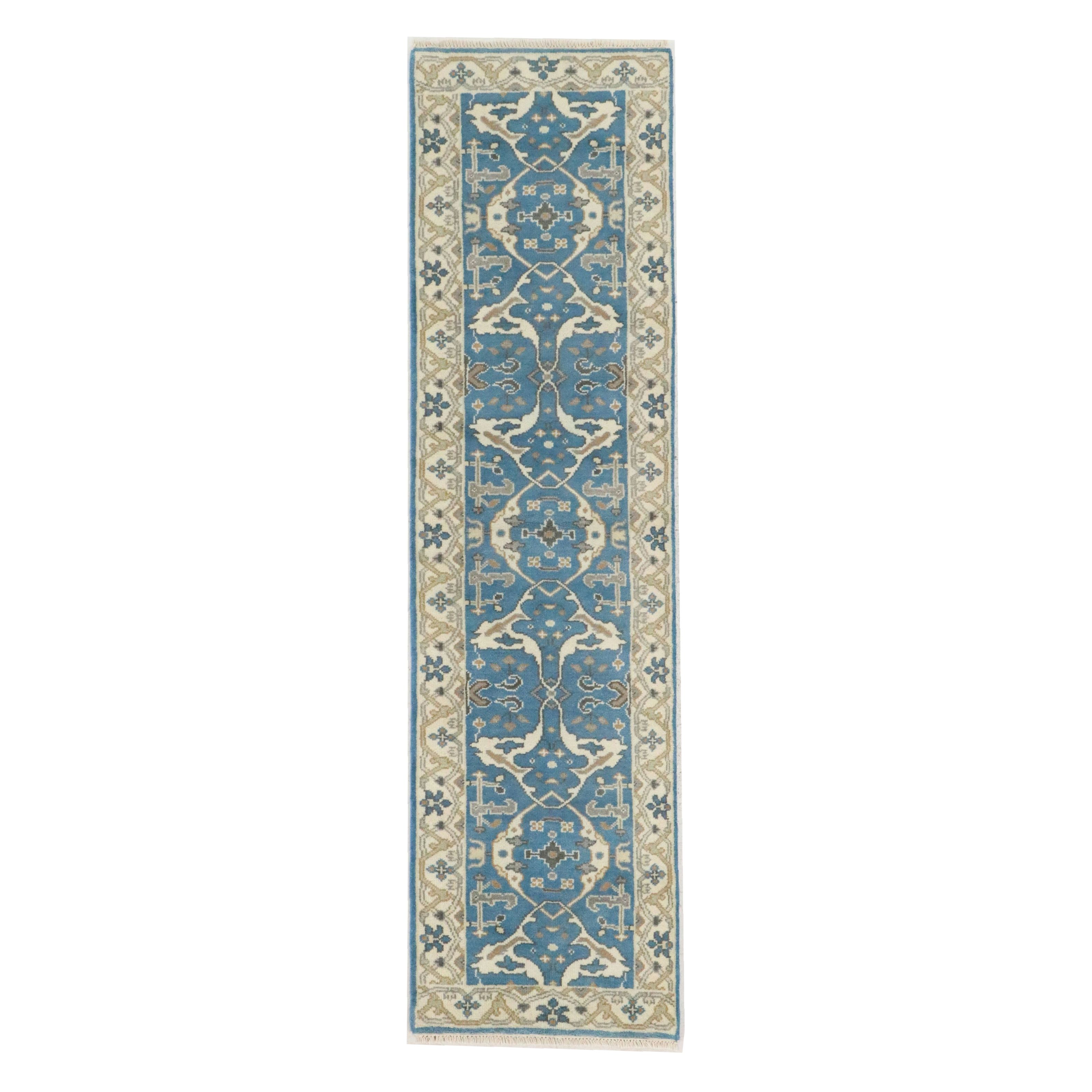 2'7 x 9'11 Hand-Knotted Indo-Turkish Oushak Carpet Runner