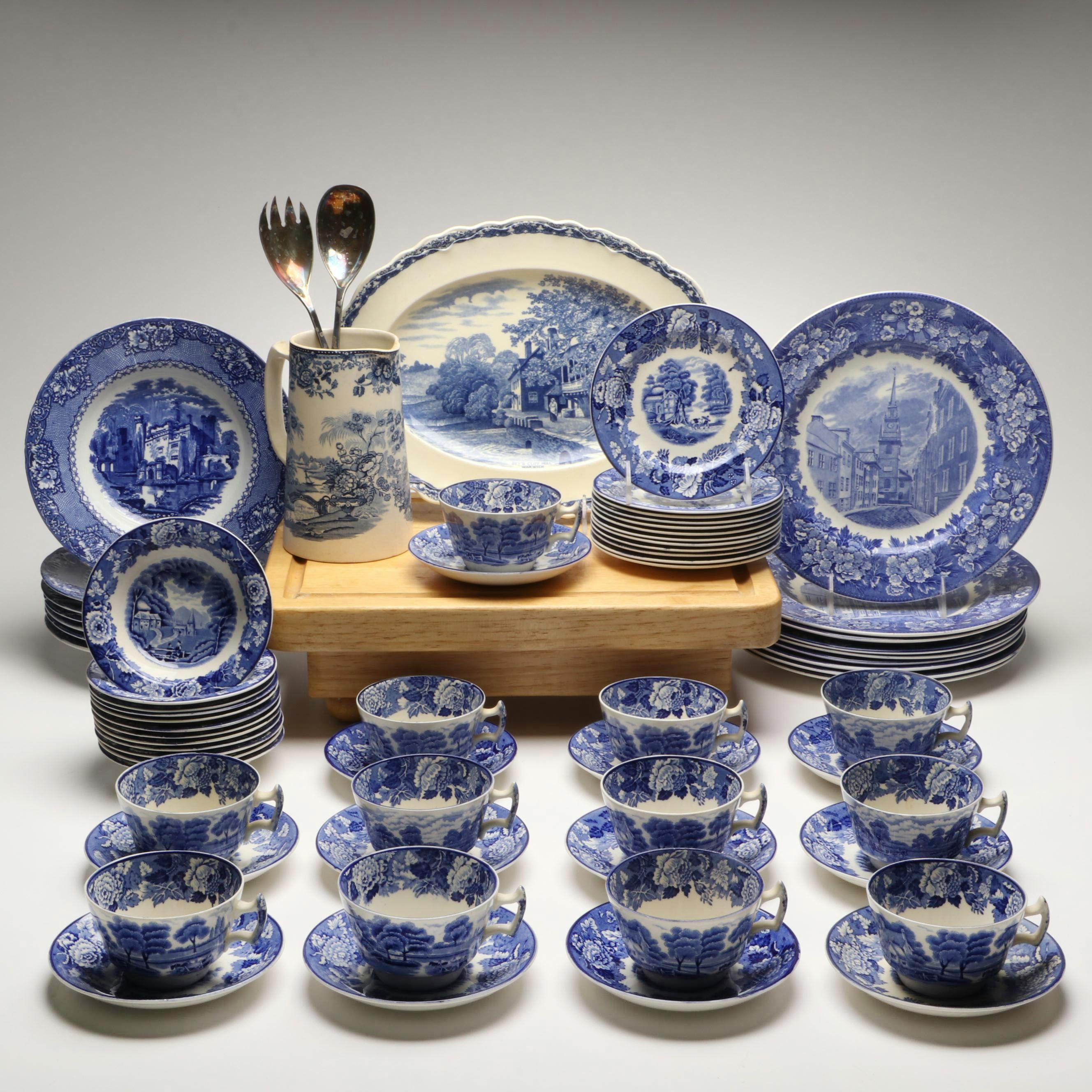 Wood & Sons and Royal Staffordshire "Tonquin" Blue on White Ceramic Tableware