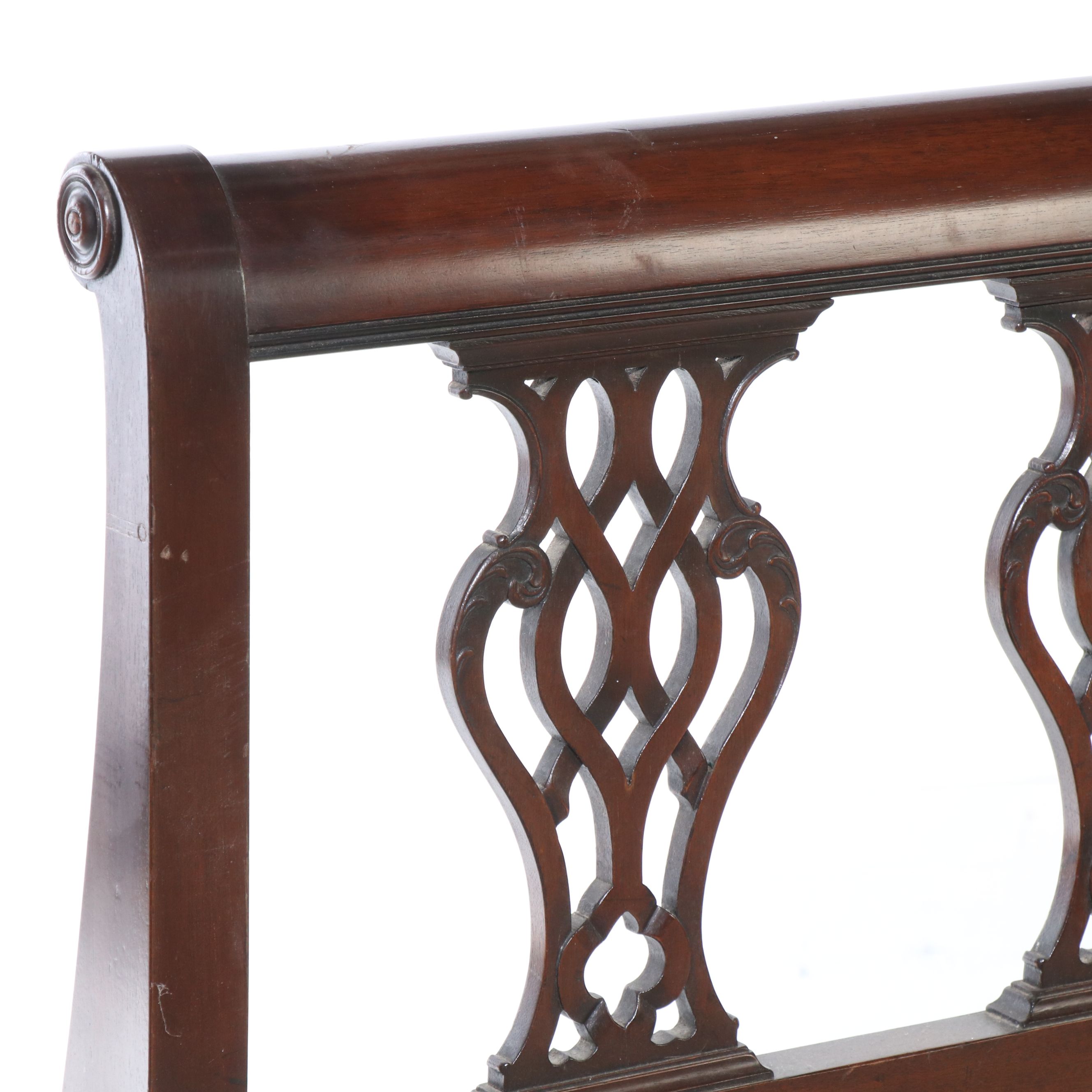 Rackstraw English Mahogany Chippendale Style Bed Frame, Early to Mid-20th C.