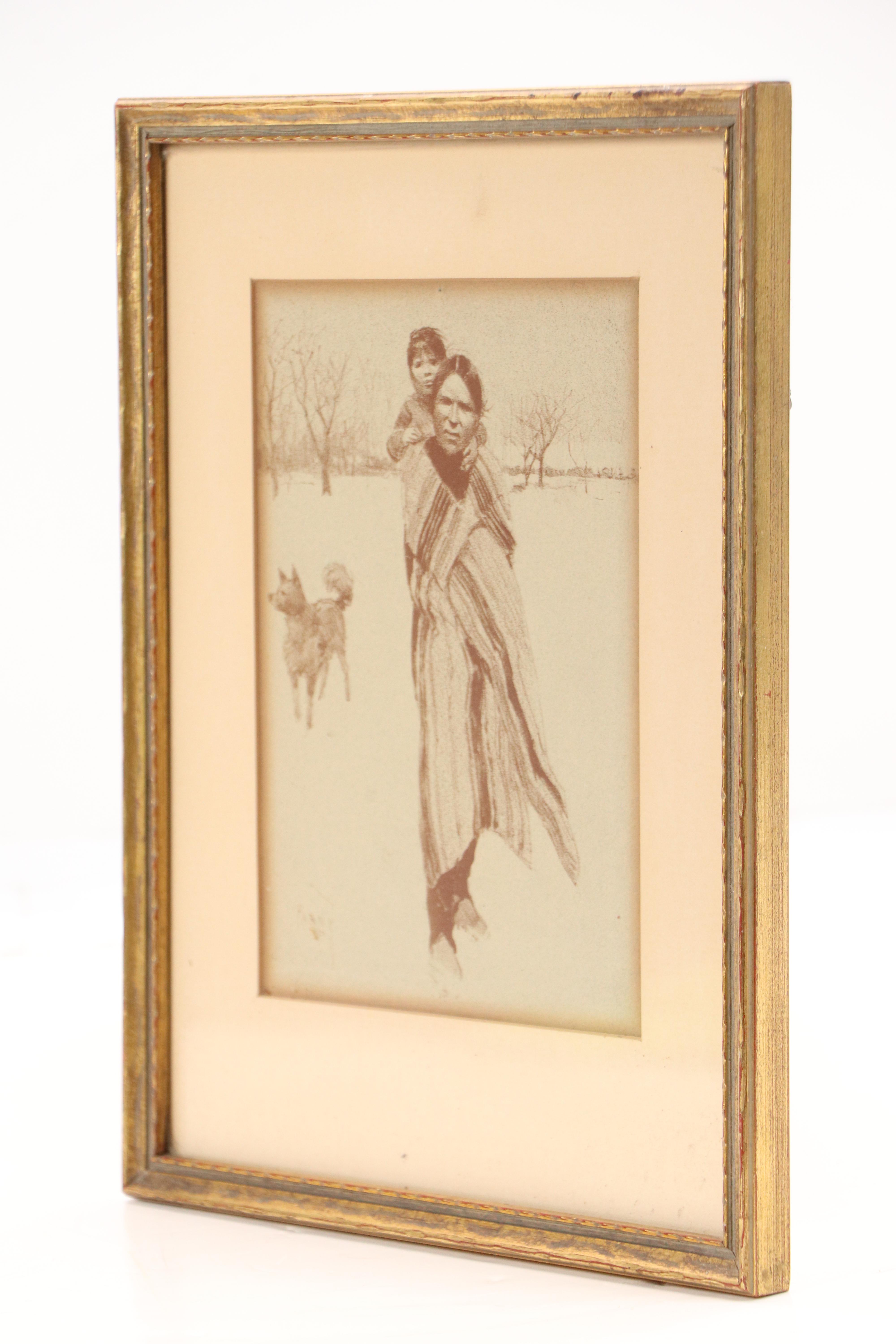 Henry F. Farny Lithograph "Papoose and Squaw," Circa 1900