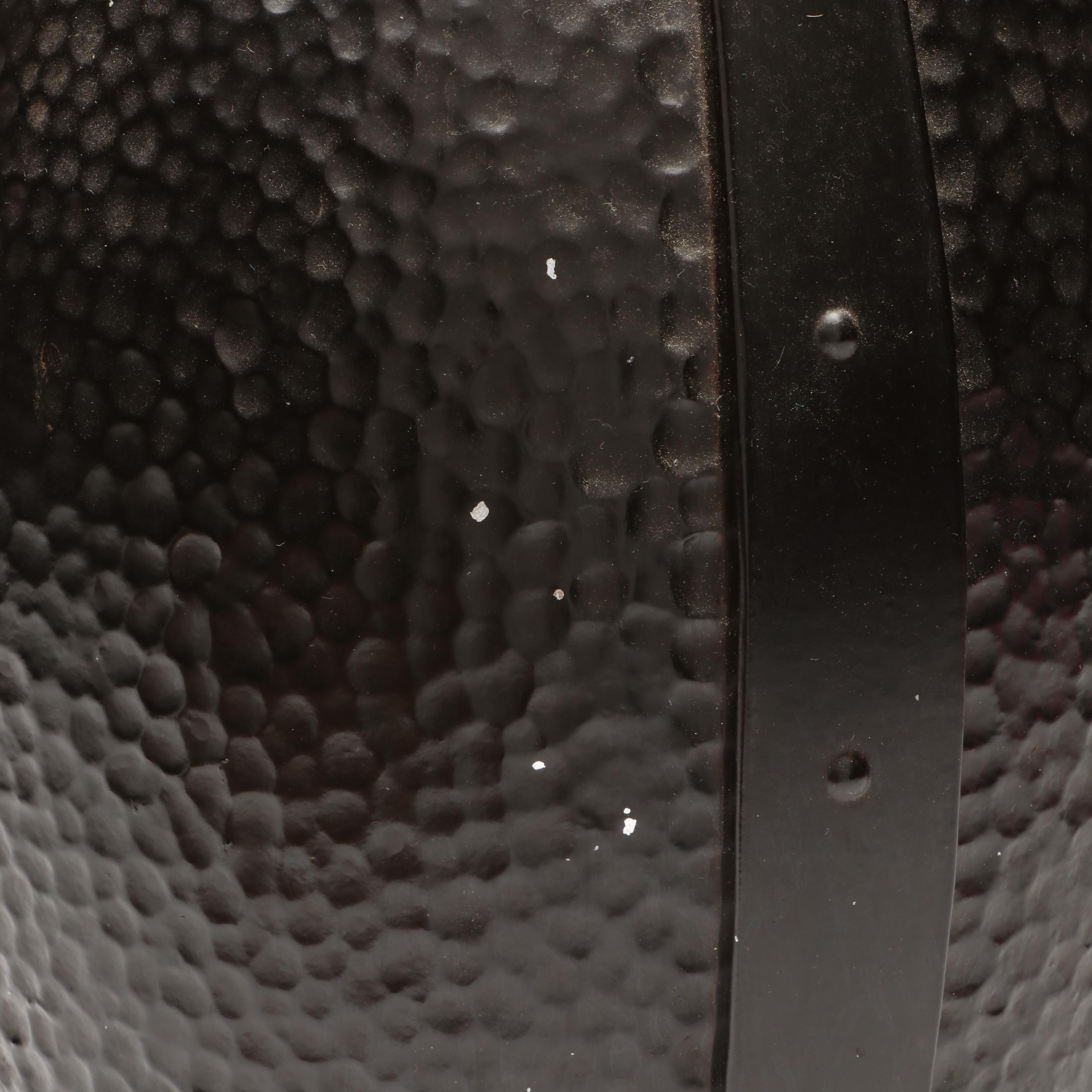 Arts and Crafts Style Hammered Metal Table Lamp with Frosted Glass Shade