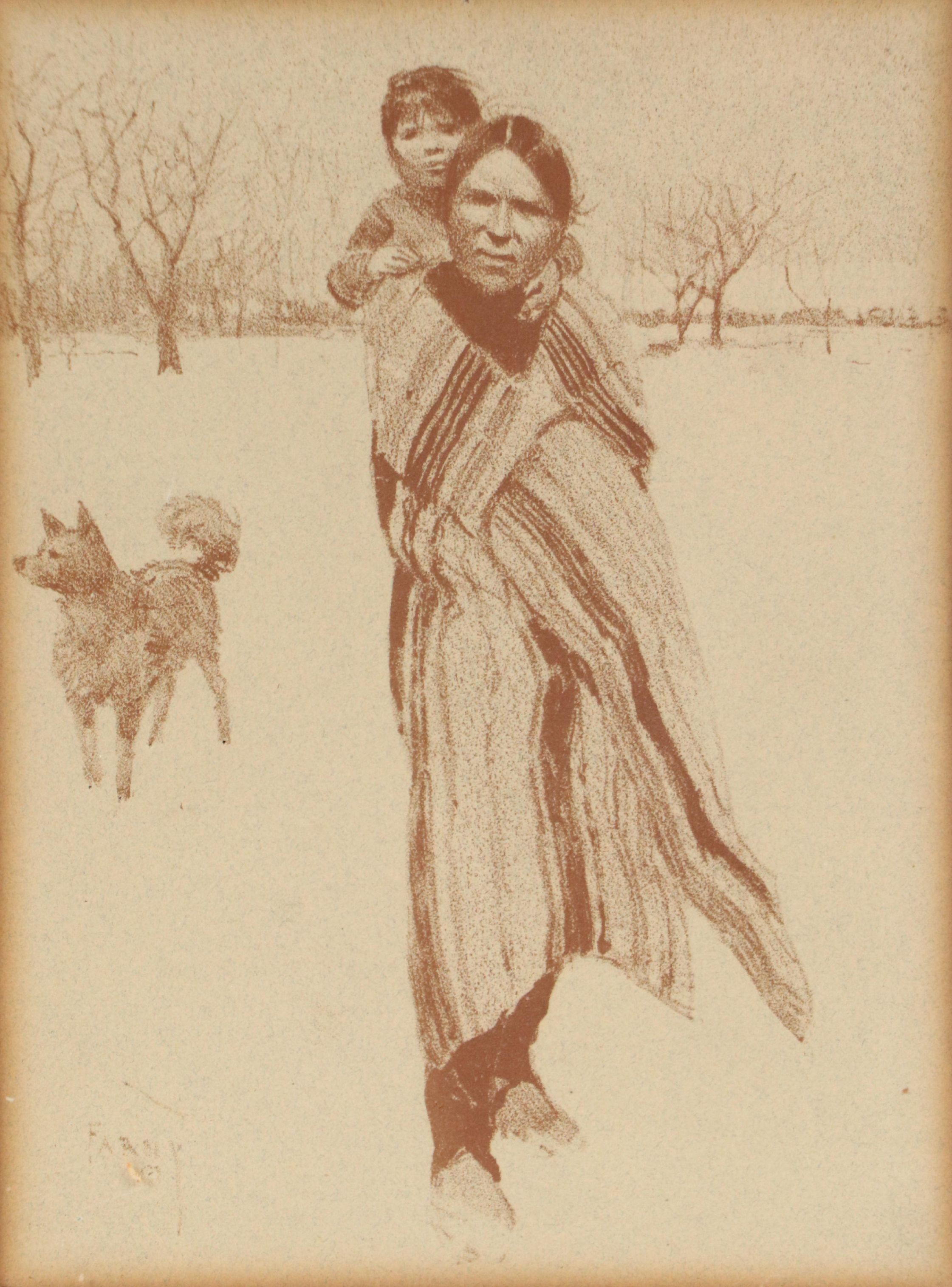 Henry F. Farny Lithograph "Papoose and Squaw," Circa 1900