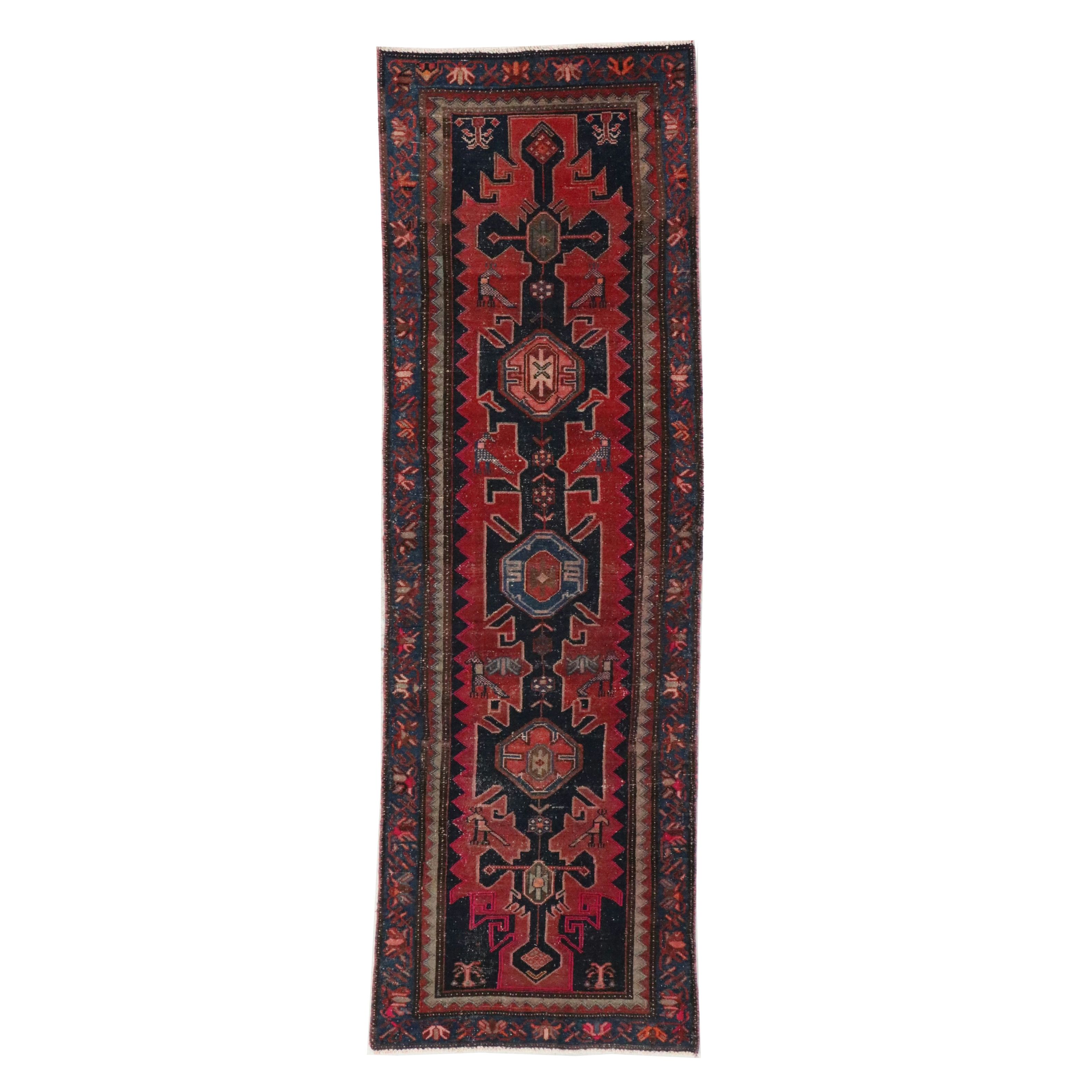 3' x 9'3 Hand-Knotted Persian Hamadan Carpet Runner