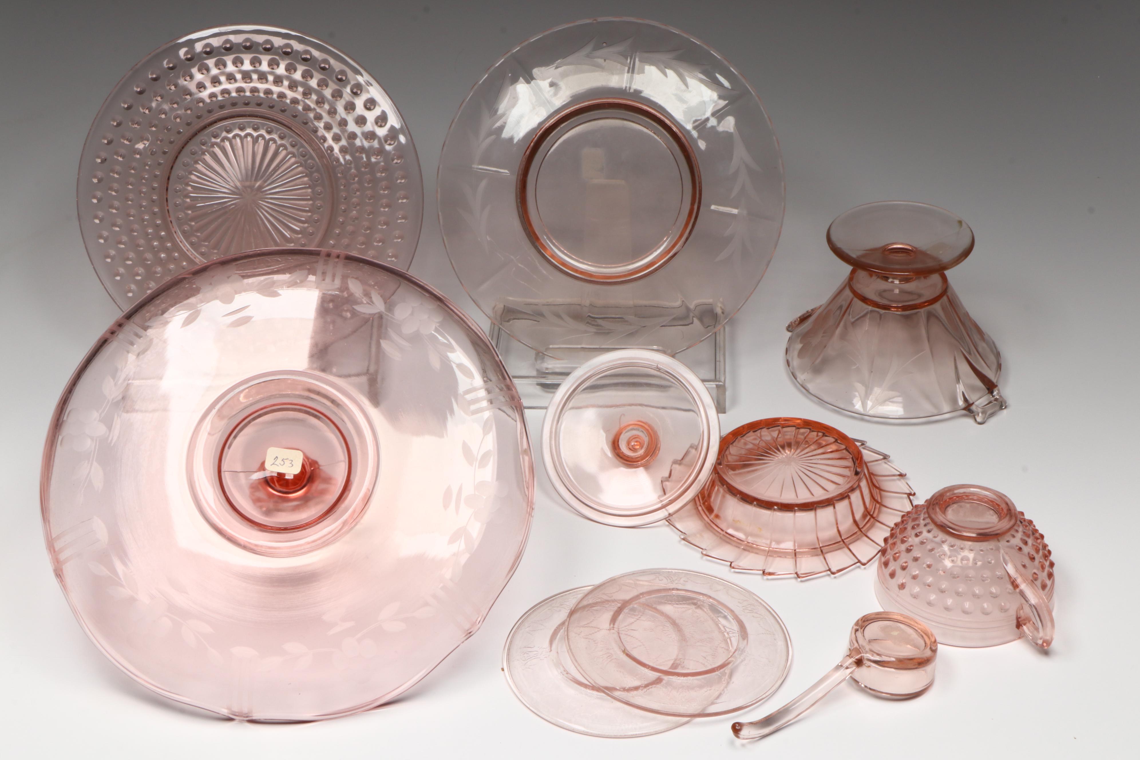 Anchor Hocking "Pink Hobnail" with Other Pink Depression Glass Tableware