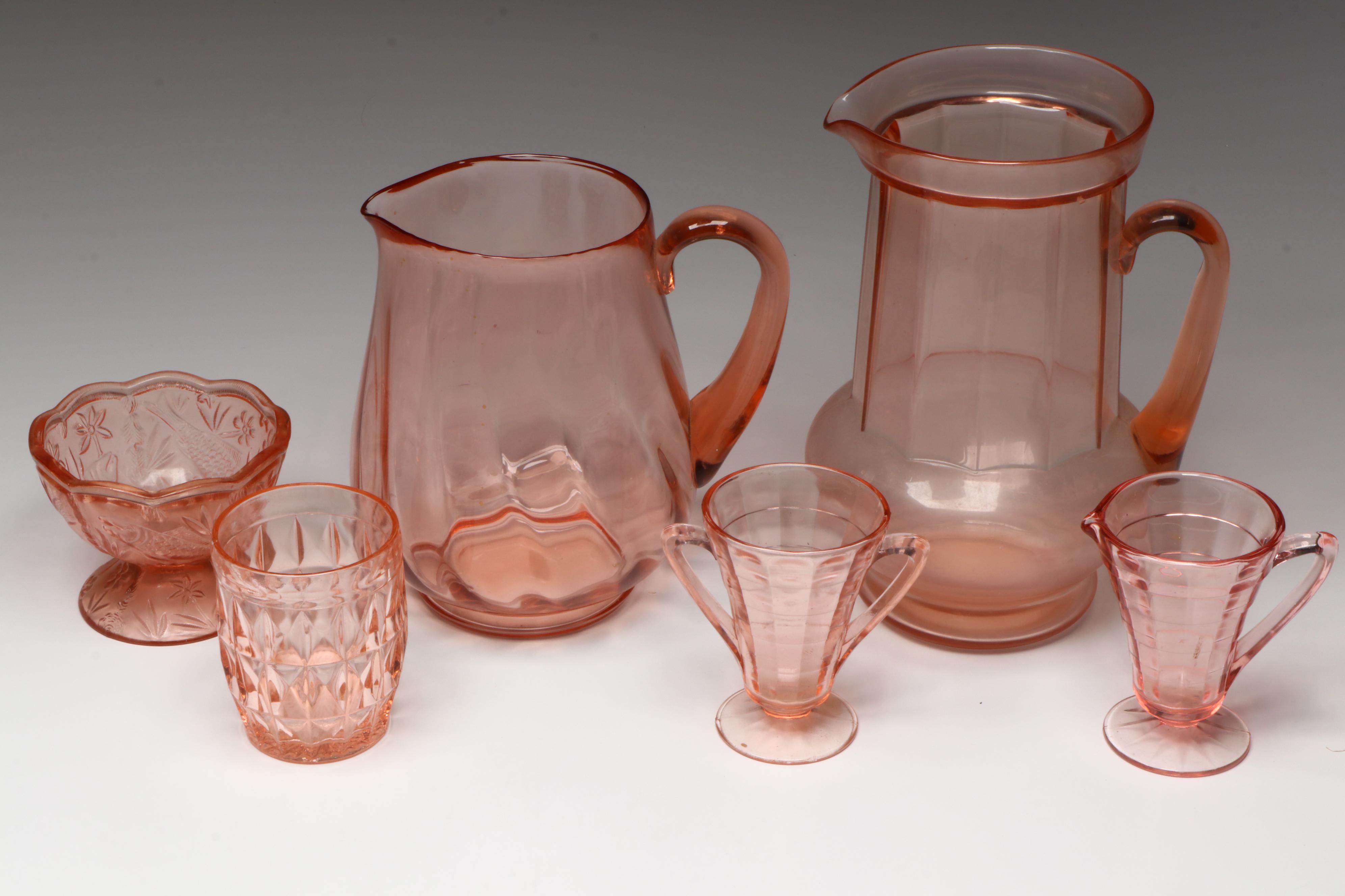 Anchor Hocking "Pink Hobnail" with Other Pink Depression Glass Tableware