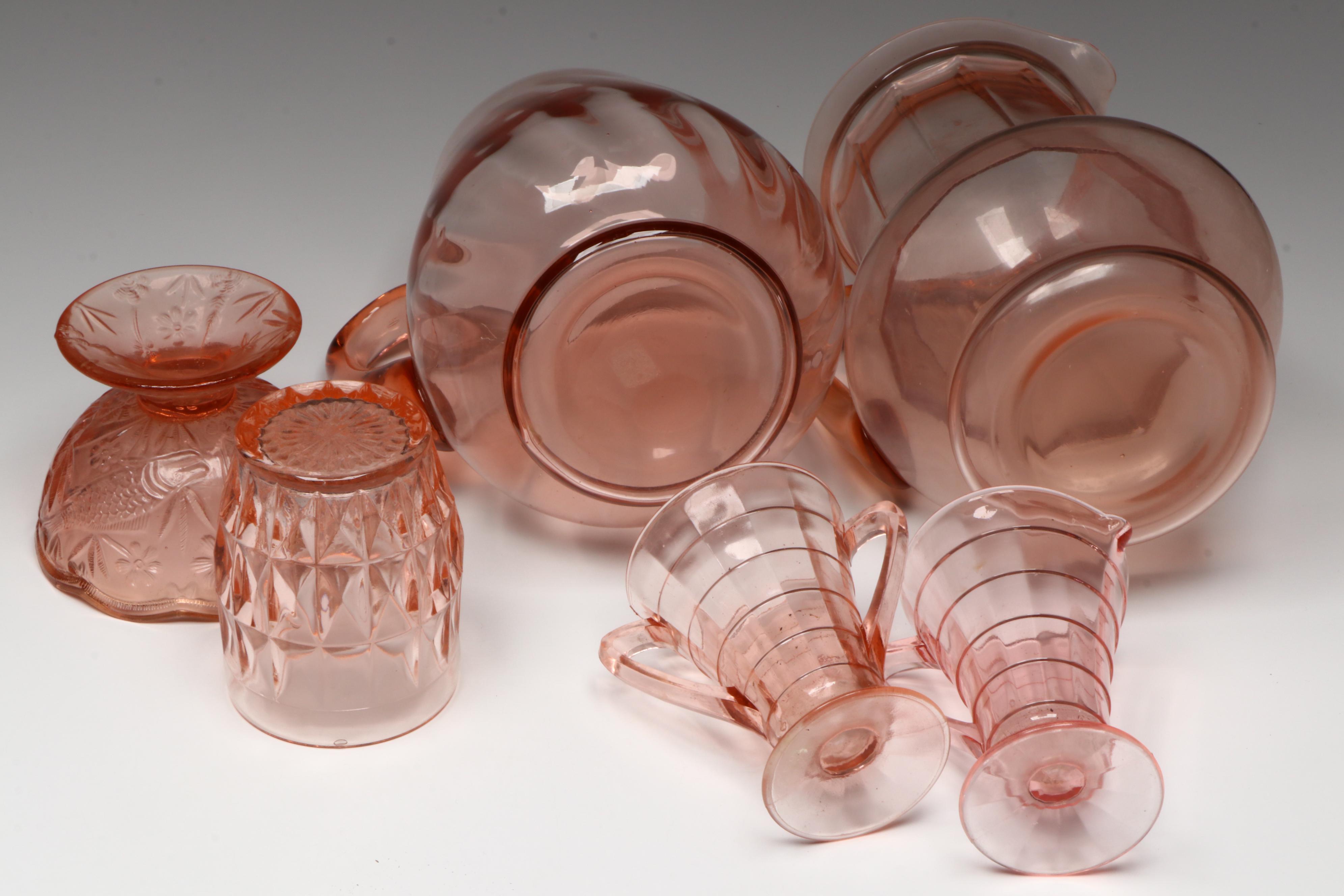 Anchor Hocking "Pink Hobnail" with Other Pink Depression Glass Tableware