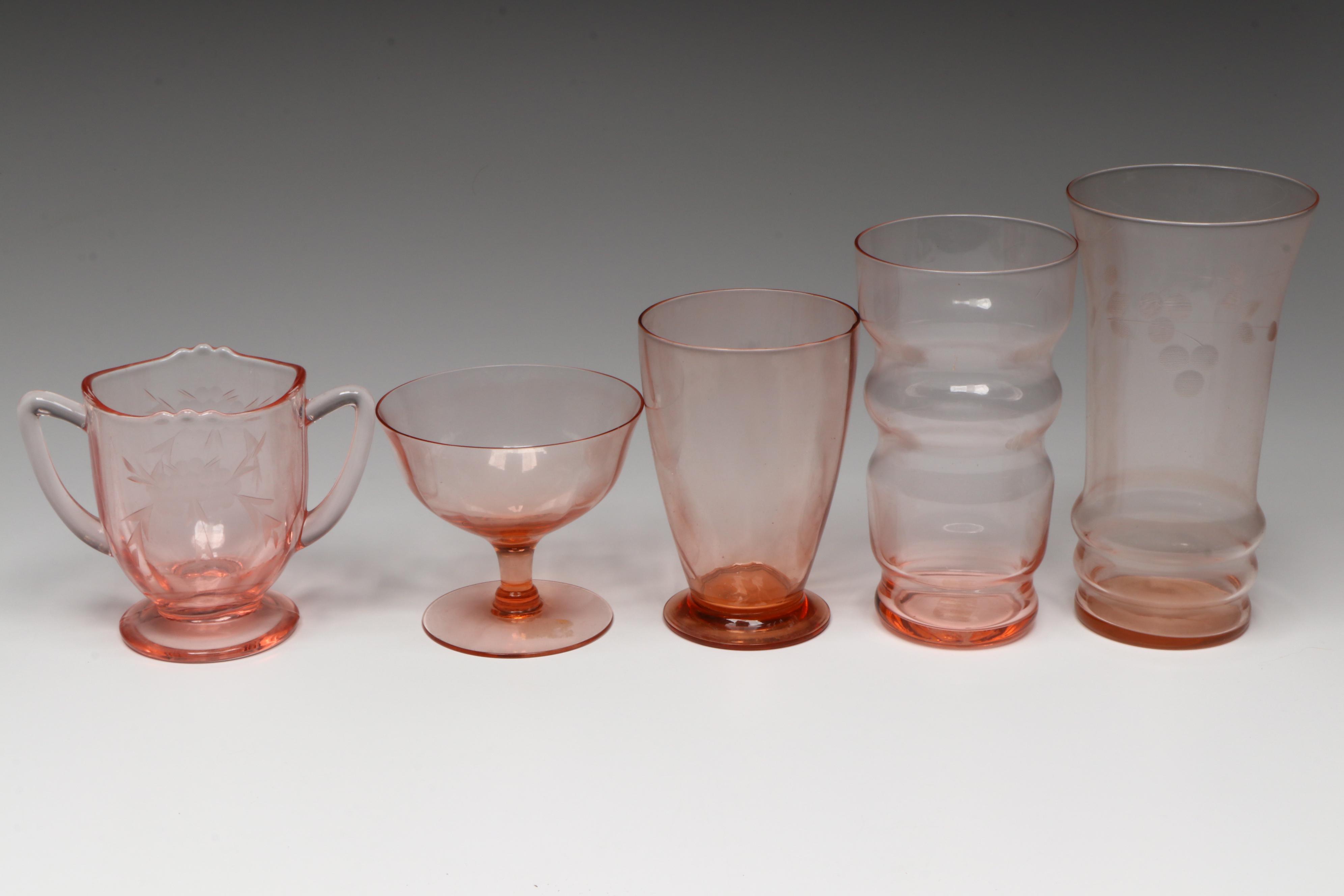 Anchor Hocking "Pink Hobnail" with Other Pink Depression Glass Tableware