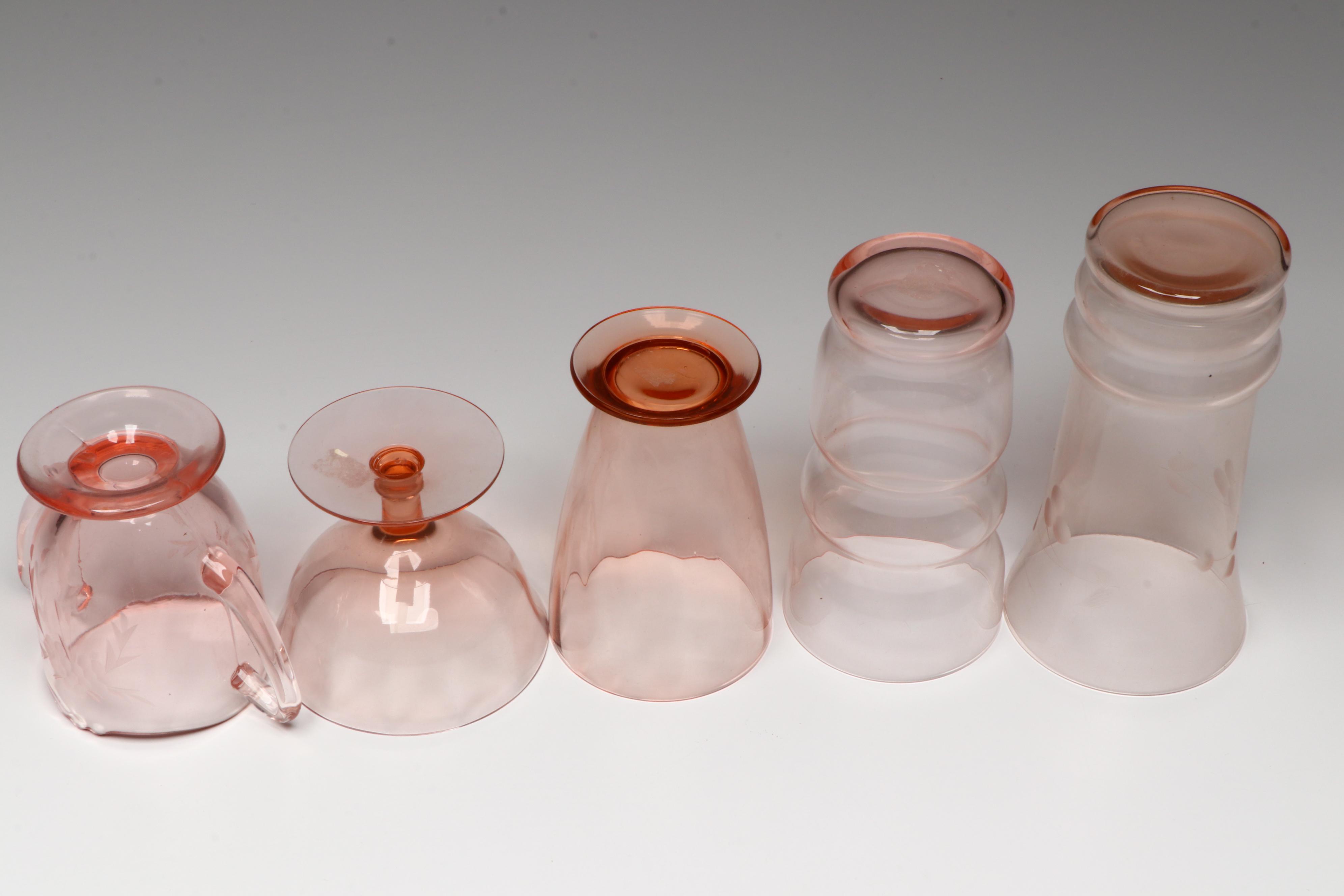 Anchor Hocking "Pink Hobnail" with Other Pink Depression Glass Tableware