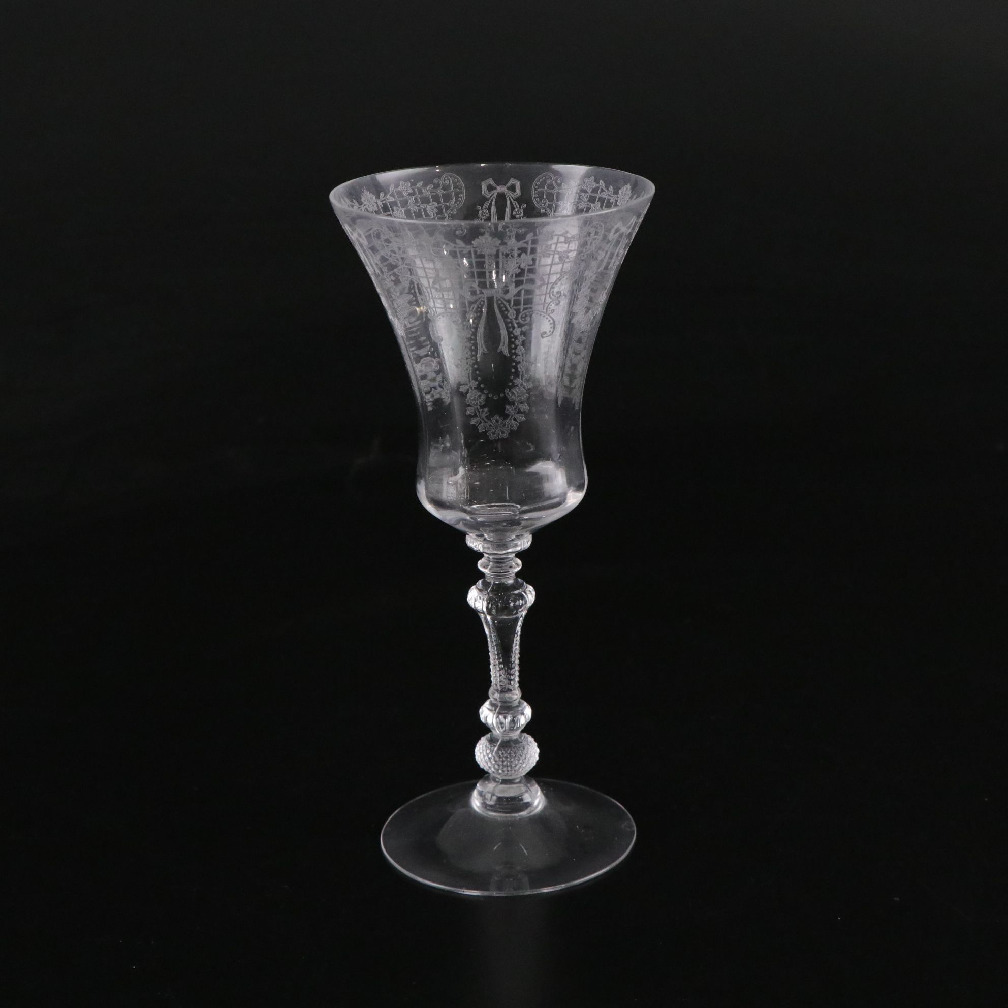 Cambridge "Minerva" and Fostoria "Navarre" Etched Crystal Goblets