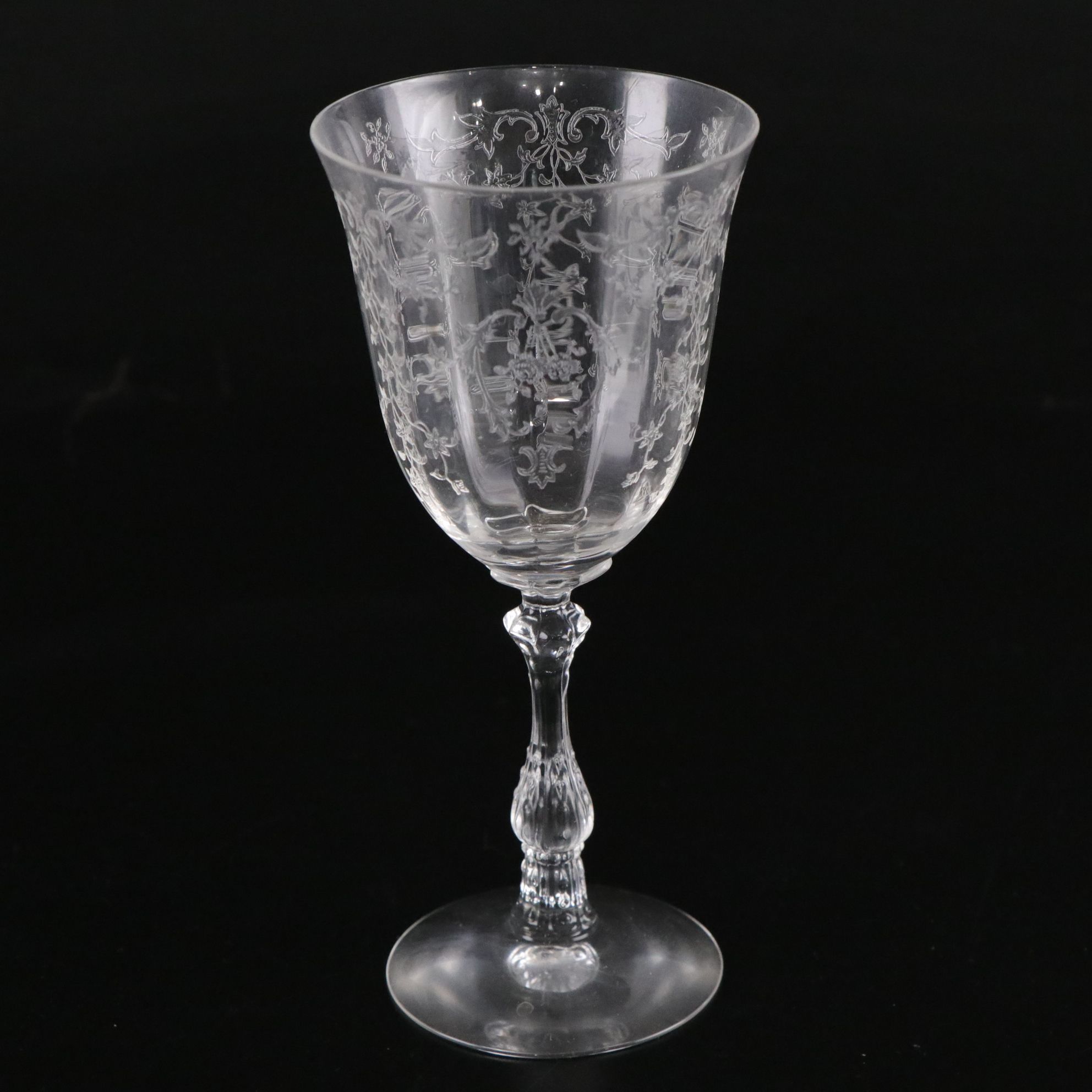 Cambridge "Minerva" and Fostoria "Navarre" Etched Crystal Goblets