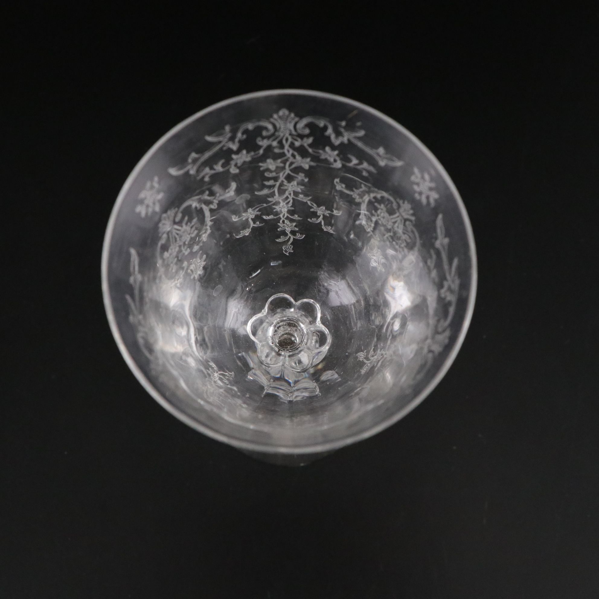 Cambridge "Minerva" and Fostoria "Navarre" Etched Crystal Goblets