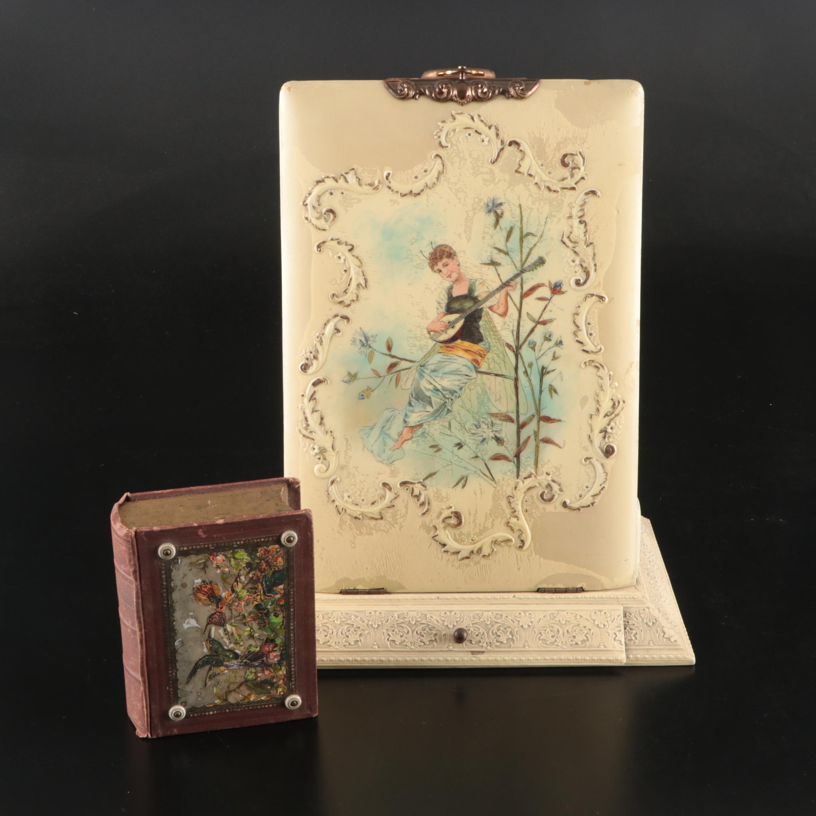 Standing Fairy Photo Album and Book Vanity Box, Late 19th/Early 20th Century