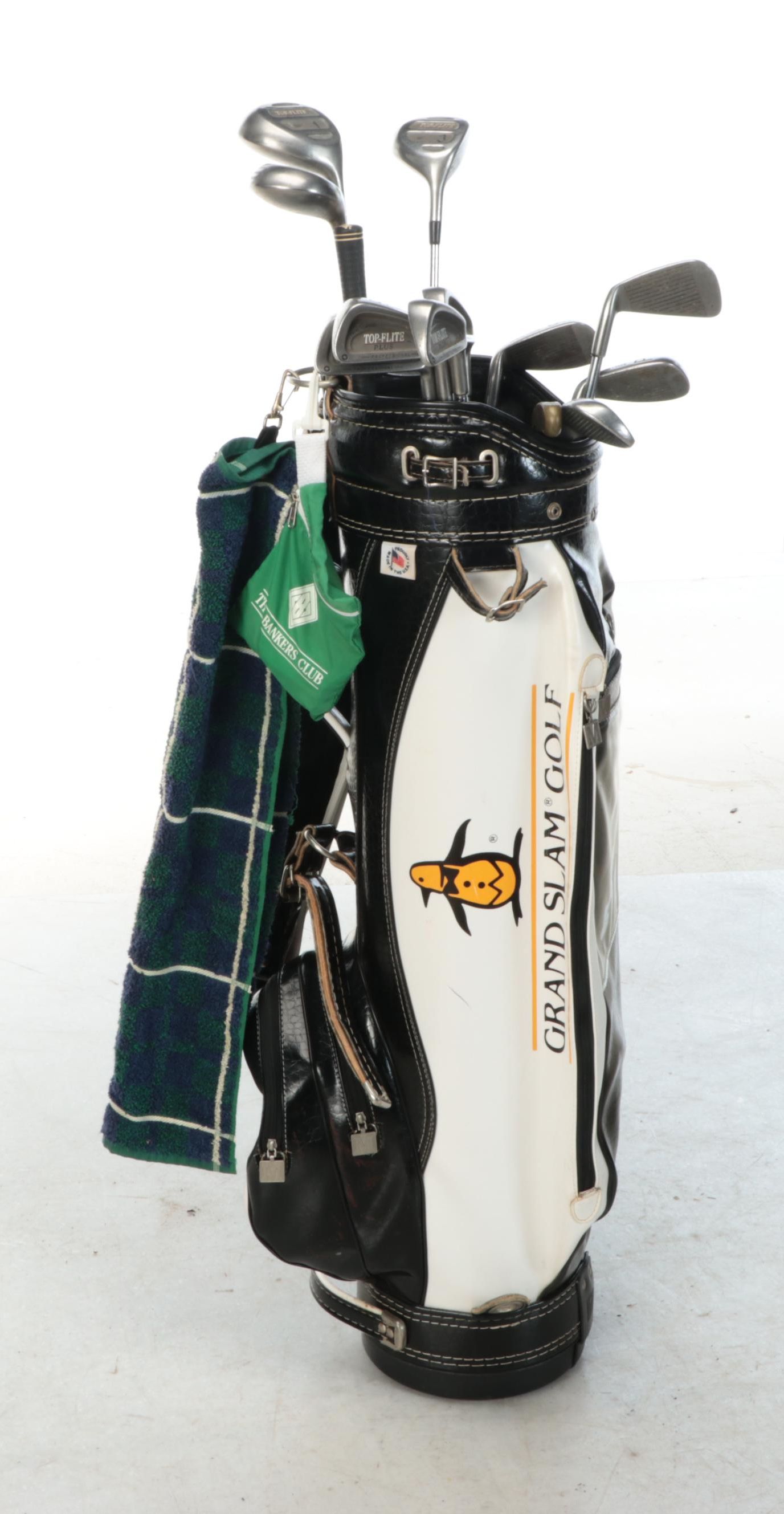 Grand Slam Golf Bag with Spalding and Titleist Golf Clubs