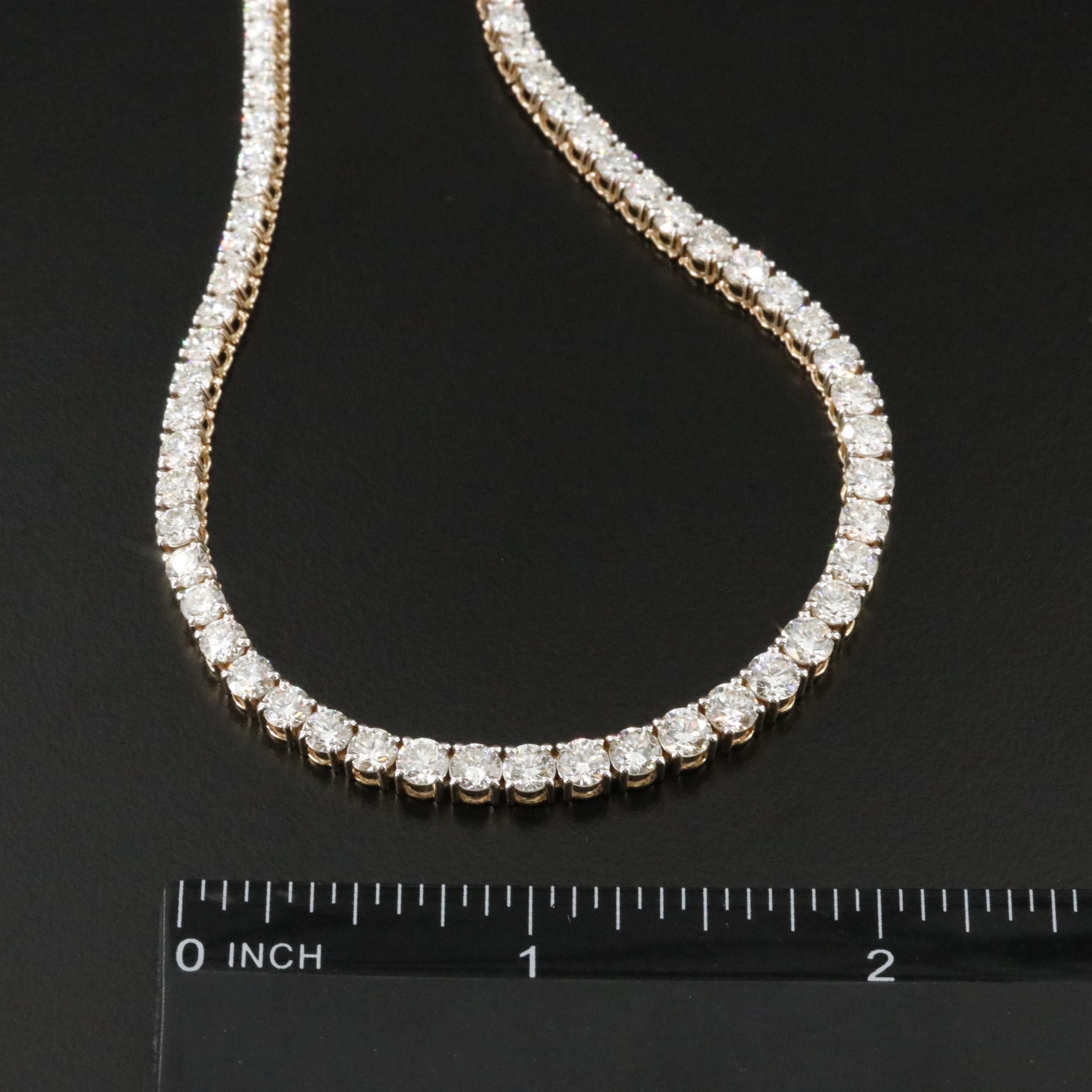 14K 12.18 CTW Diamond Riviera Necklace with GIA Report