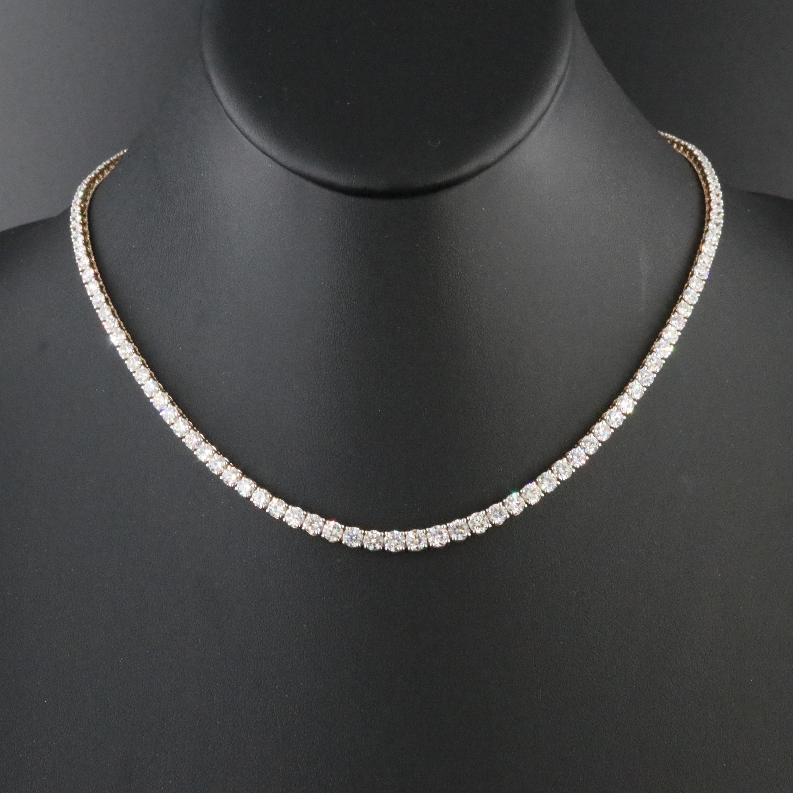 14K 12.18 CTW Diamond Riviera Necklace with GIA Report