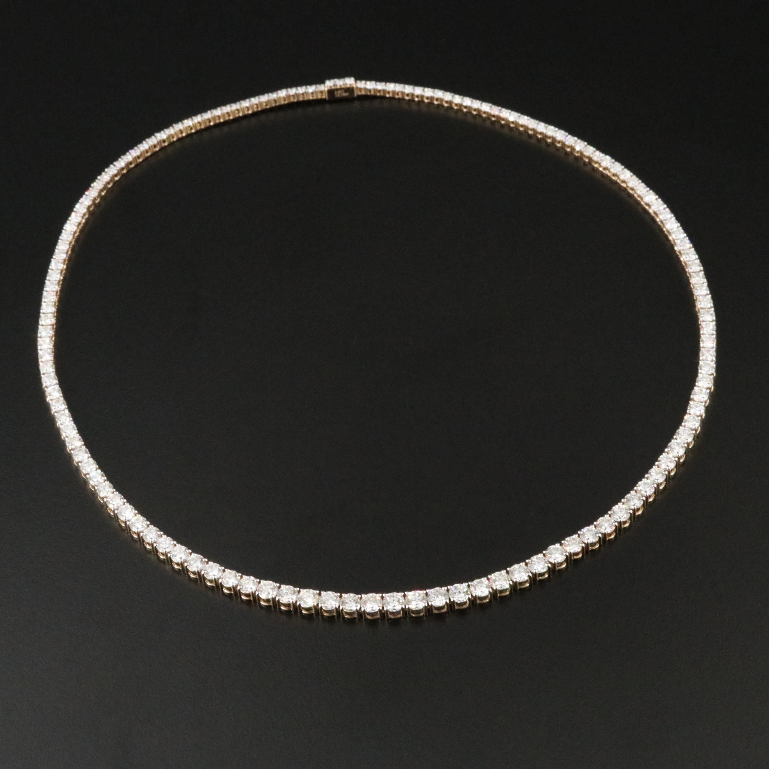 14K 12.18 CTW Diamond Riviera Necklace with GIA Report