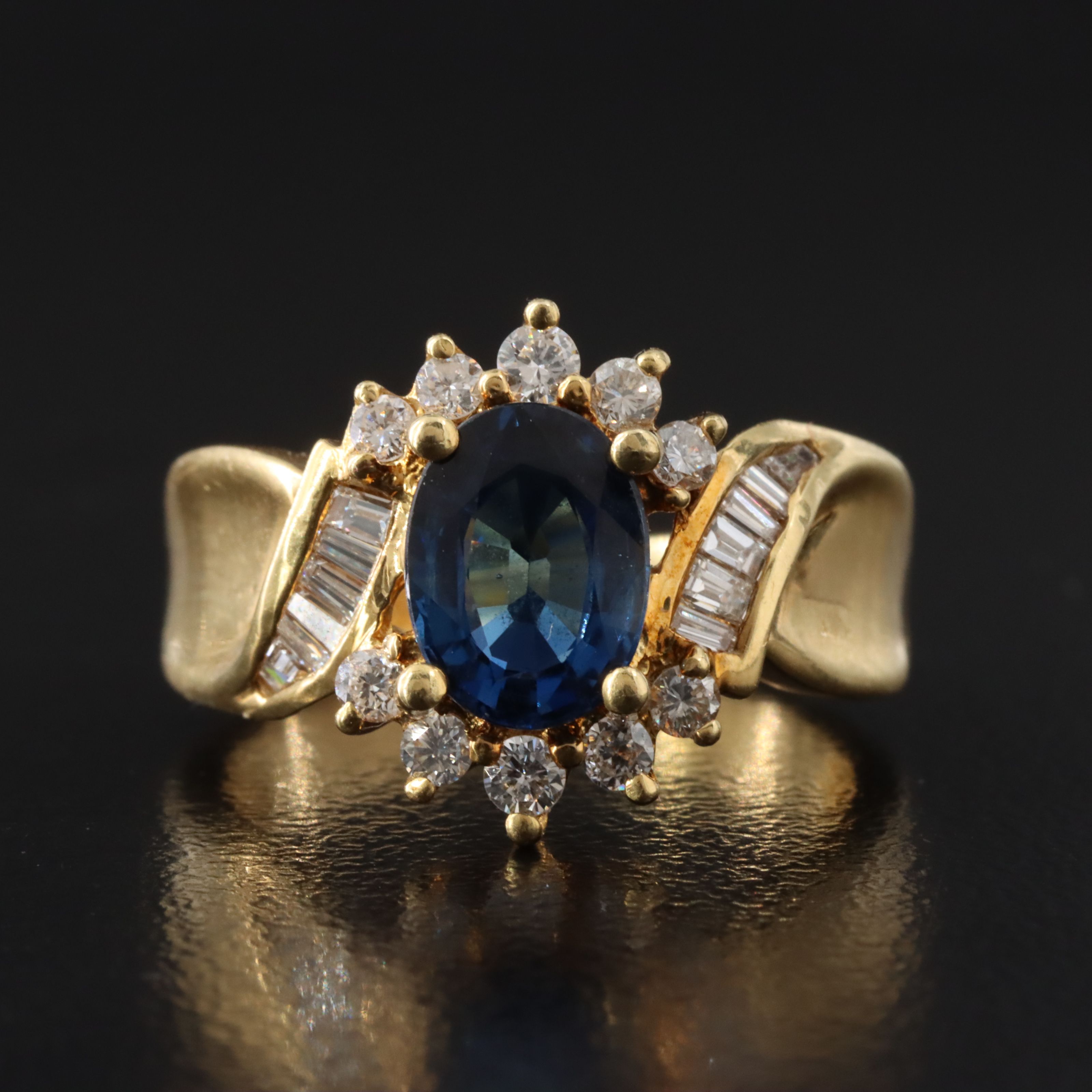 18K 1.13 CT Sapphire and Diamond Ring