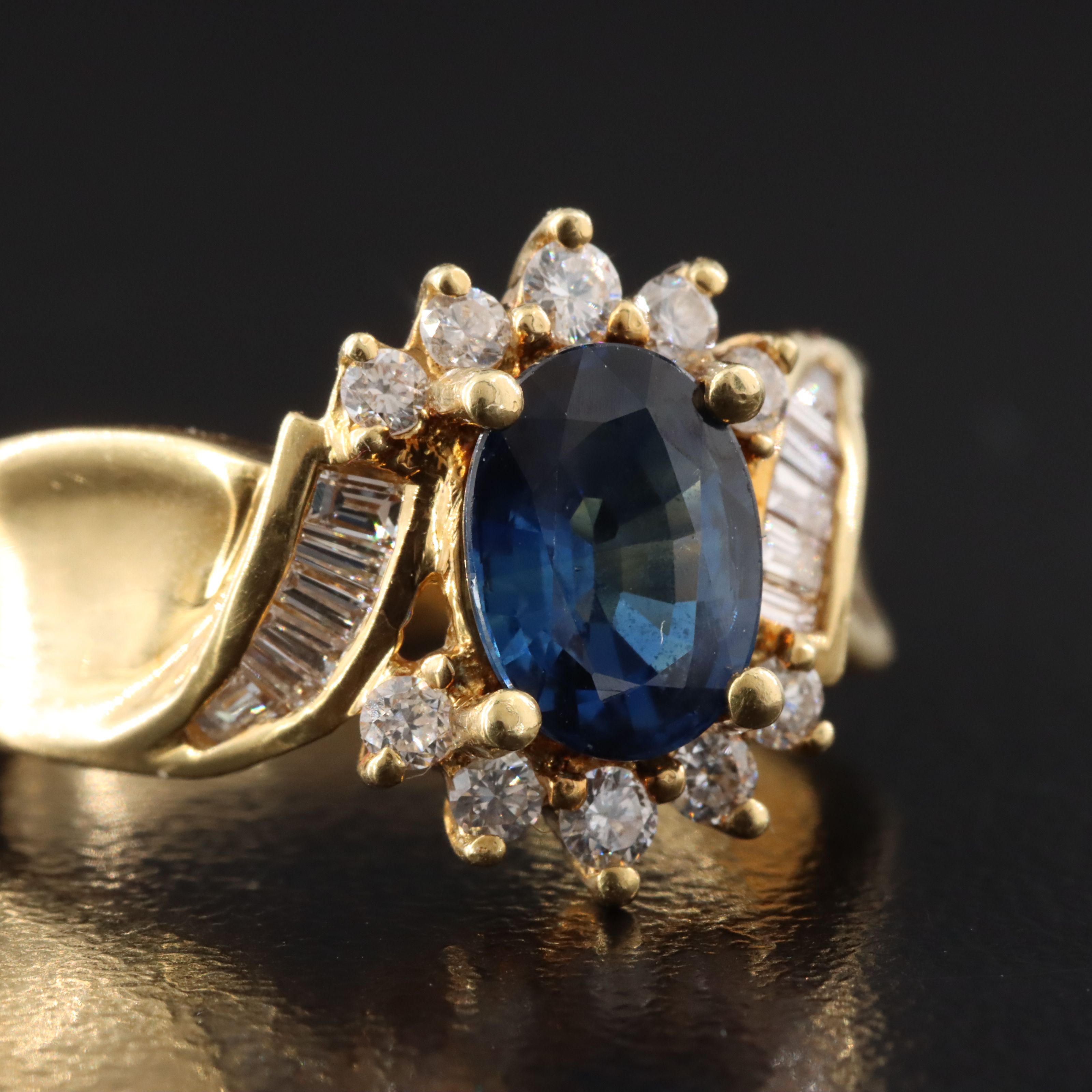 18K 1.13 CT Sapphire and Diamond Ring