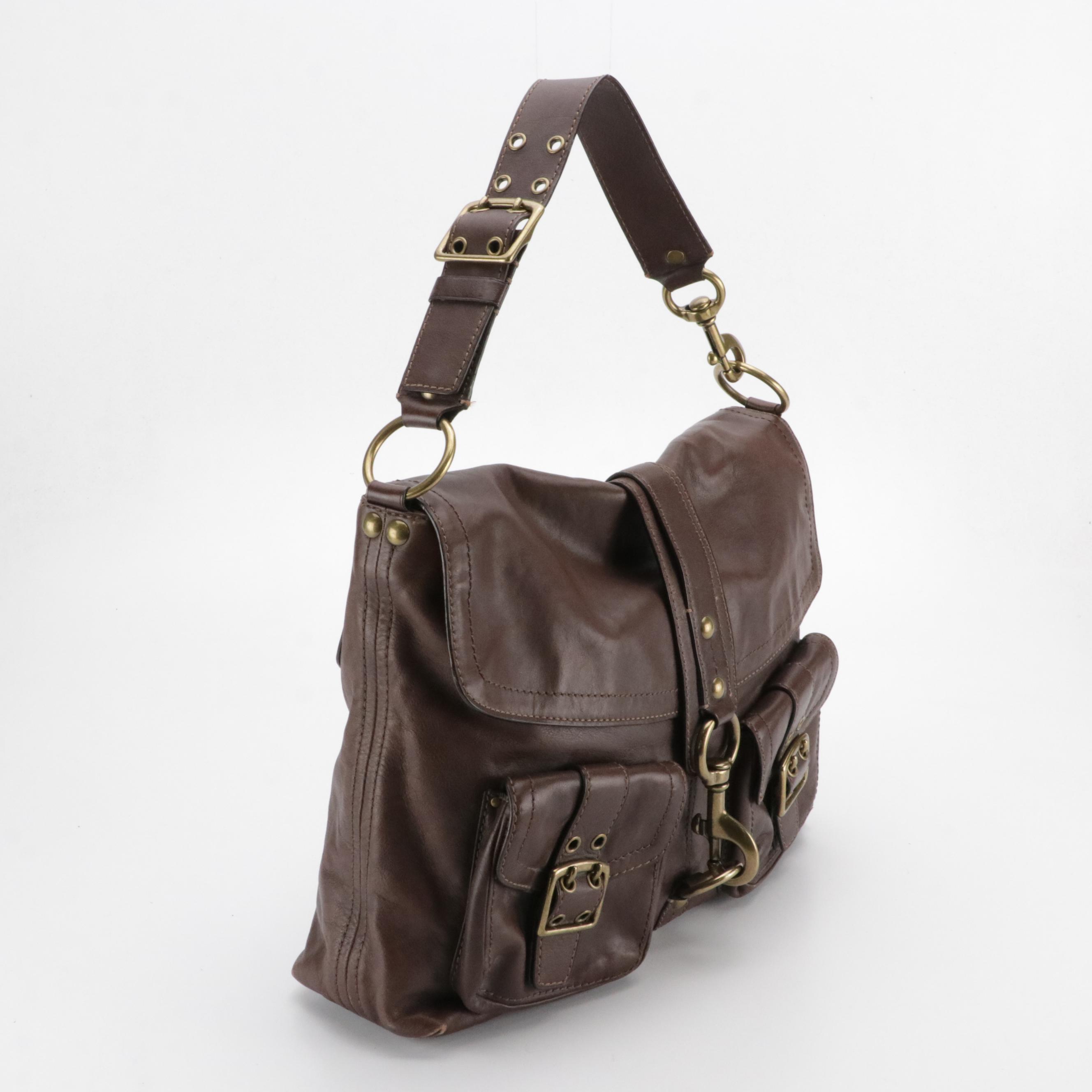 Coach Legacy Brooklyn Messenger Shoulder Bag in Mocha Brown Leather