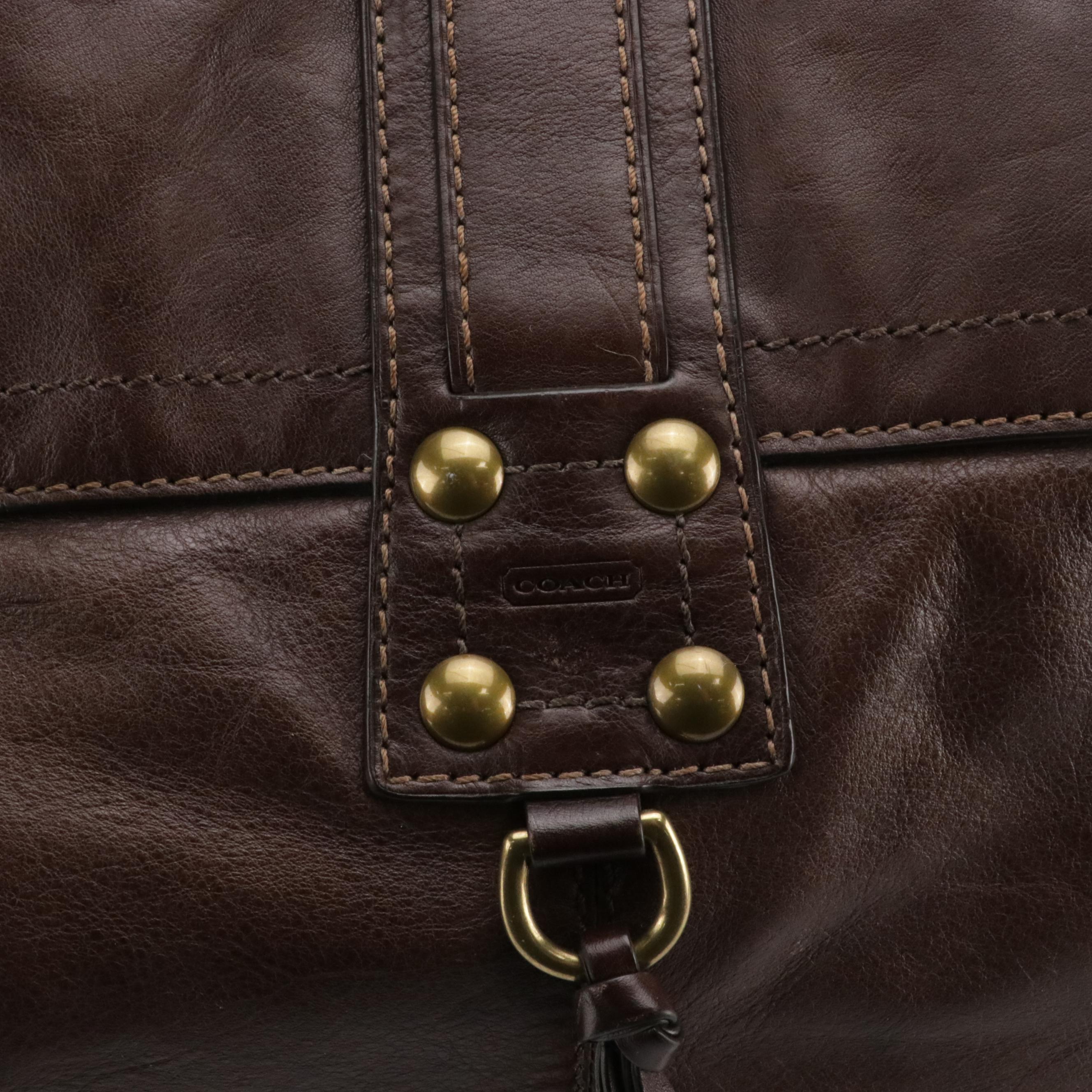 Coach Legacy Brooklyn Messenger Shoulder Bag in Mocha Brown Leather