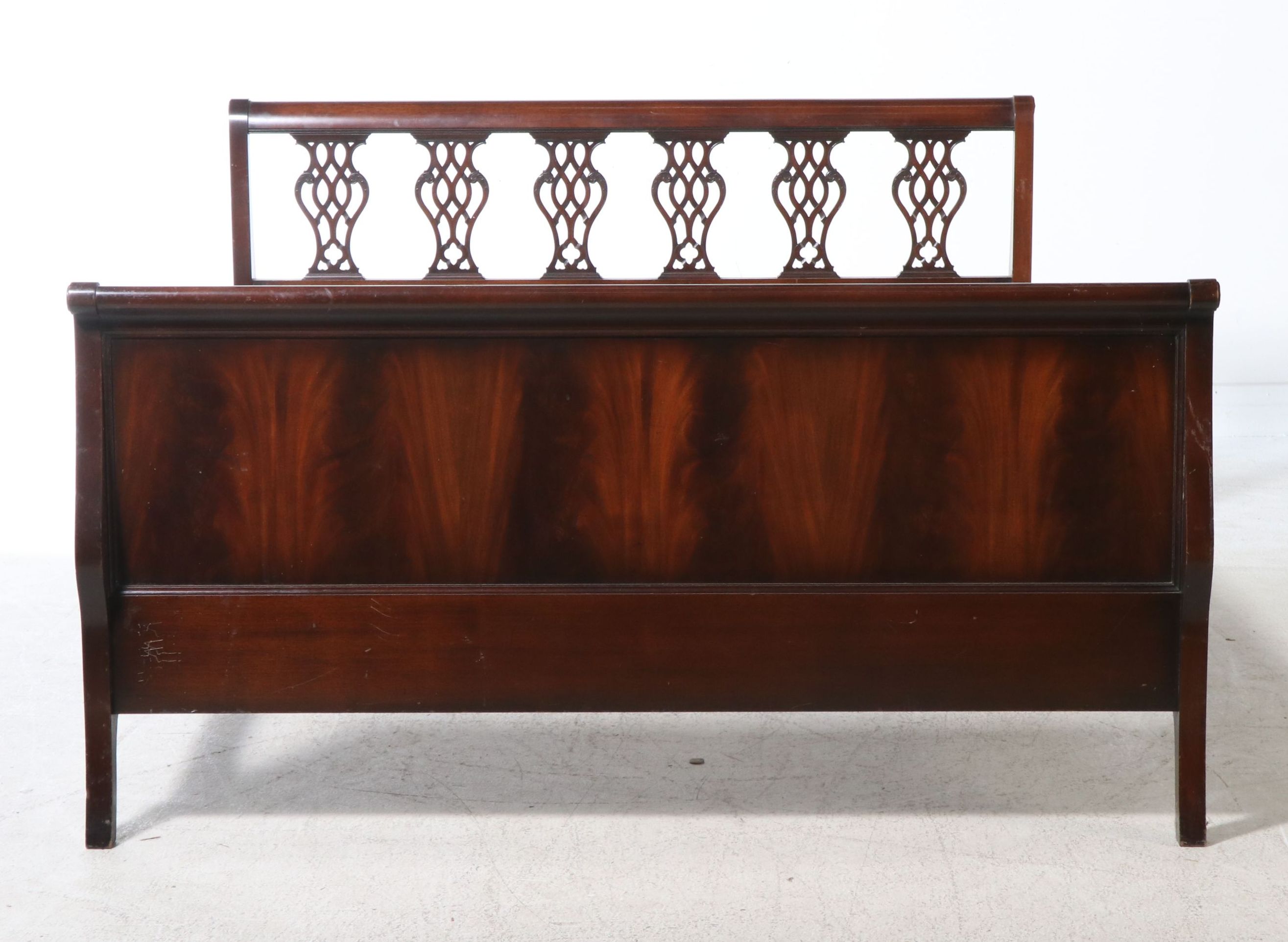 Rackstraw English Mahogany Chippendale Style Bed Frame, Early to Mid-20th C.