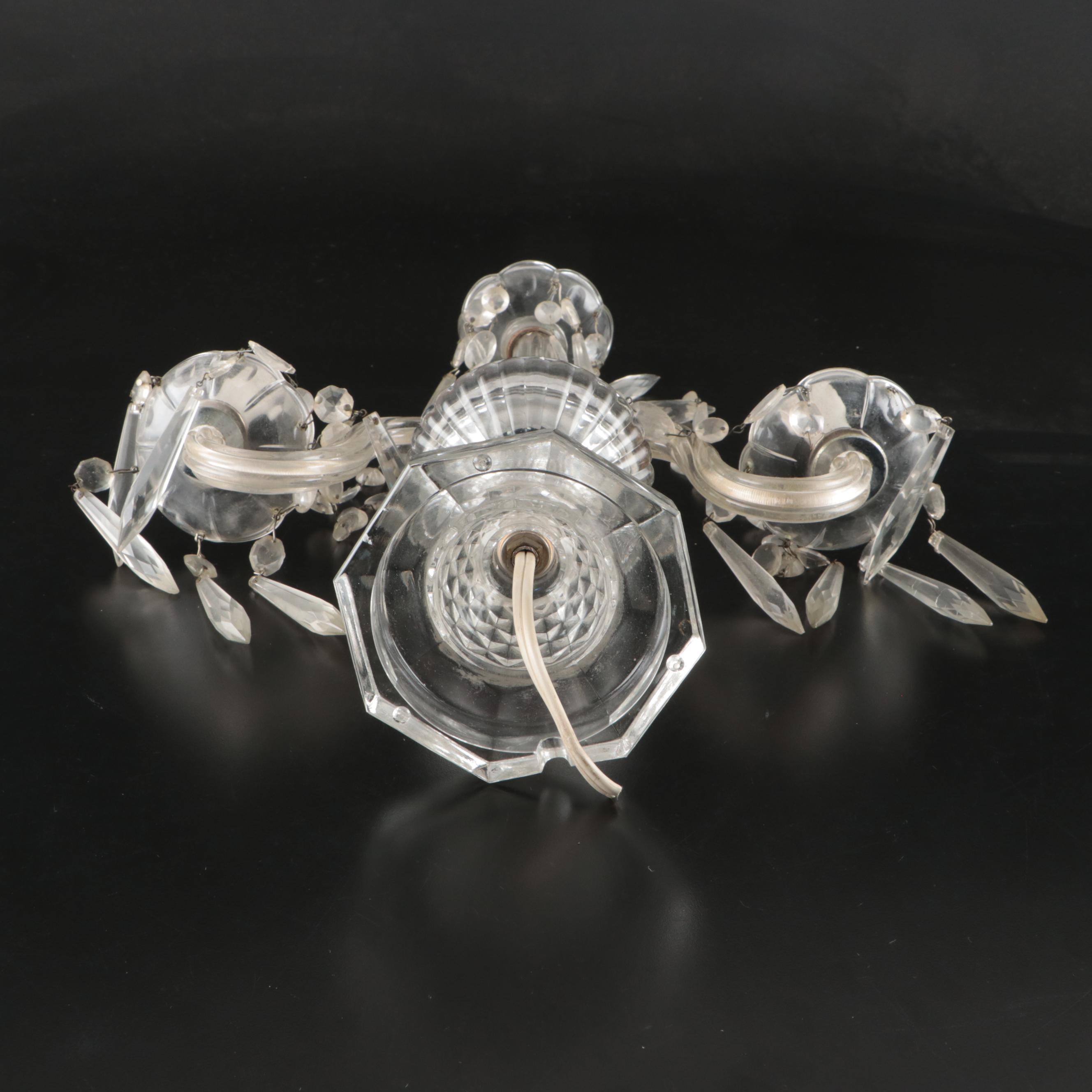 Pair of Three-Arm Crystal Girandole Candelabra