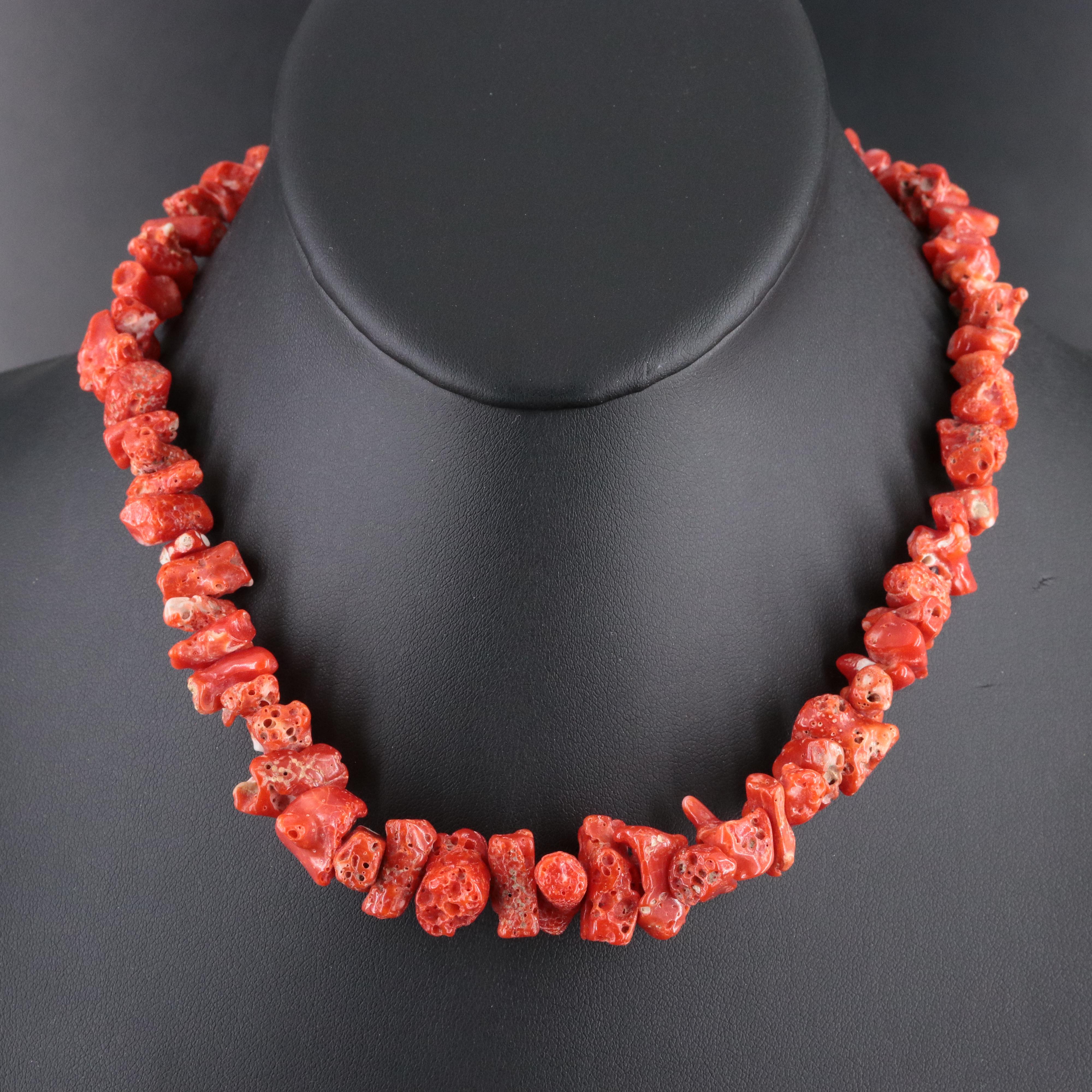 Coral Bead Necklace with Gold-Filled Clasp