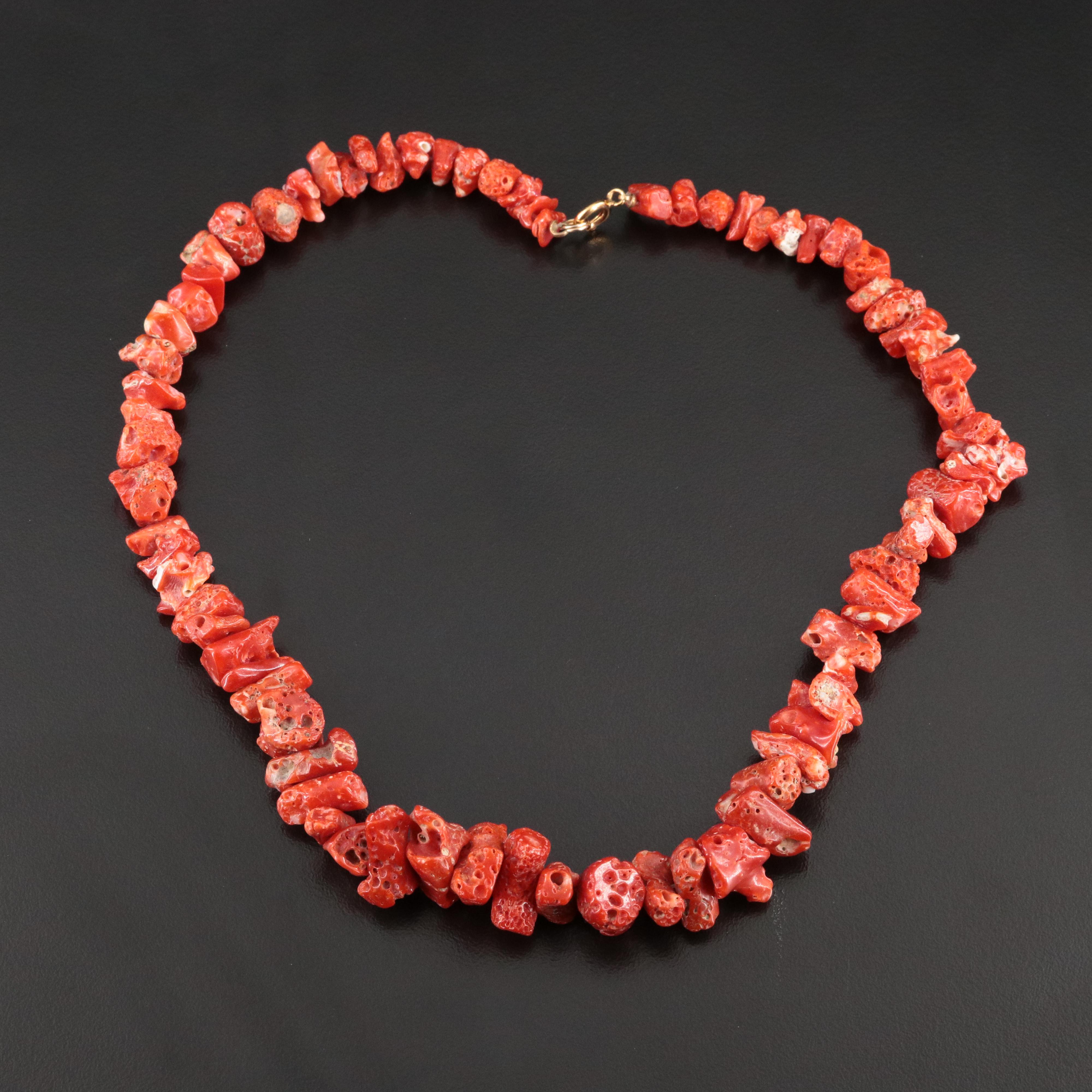 Coral Bead Necklace with Gold-Filled Clasp