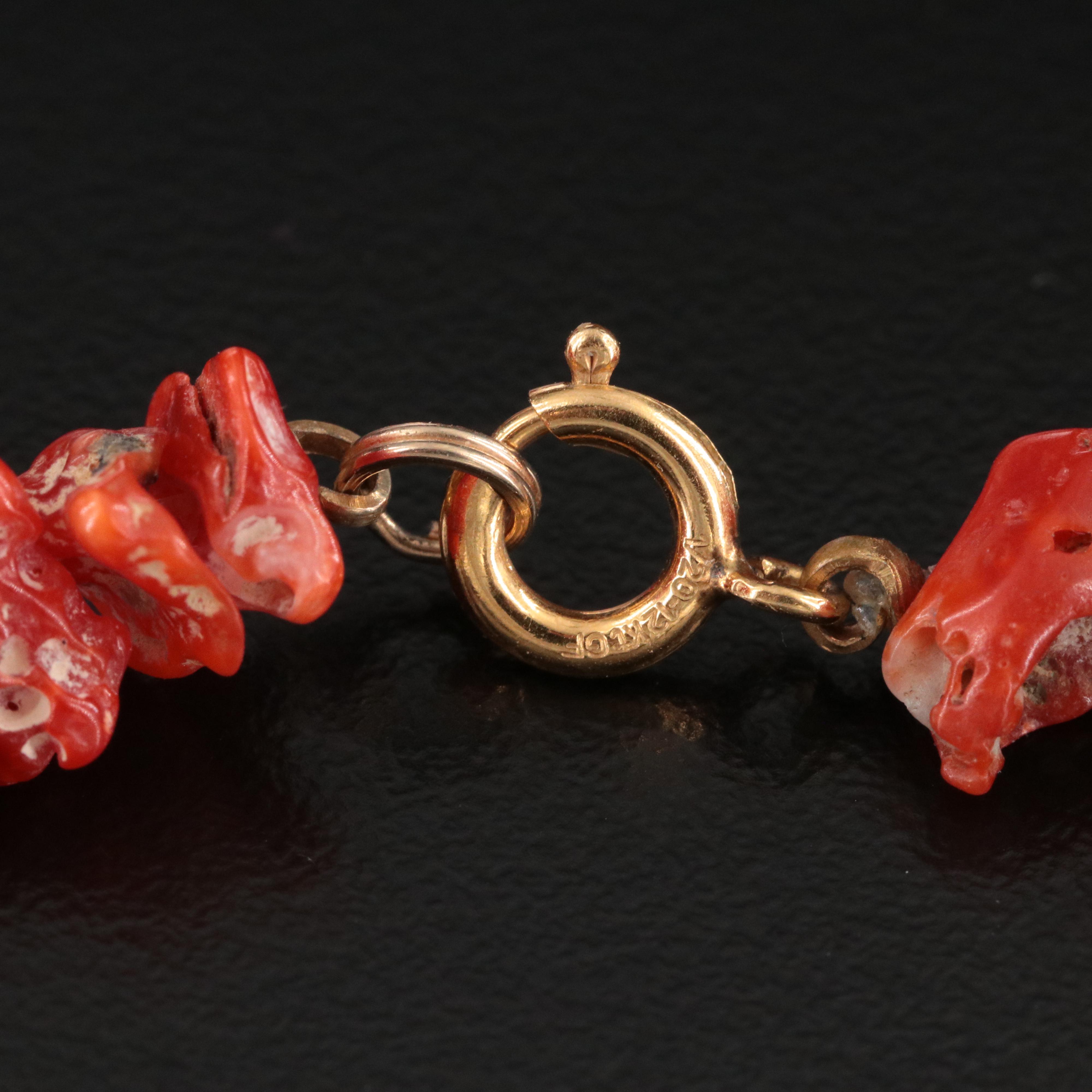 Coral Bead Necklace with Gold-Filled Clasp