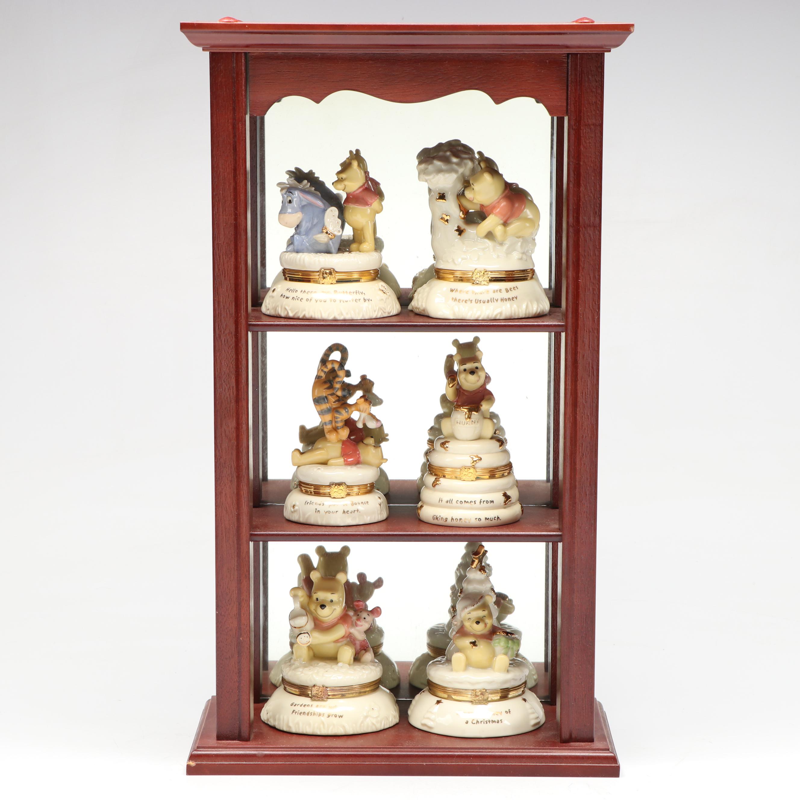 Lenox "Winnie the Pooh" Porcelain Boxes with Hanging Display Case