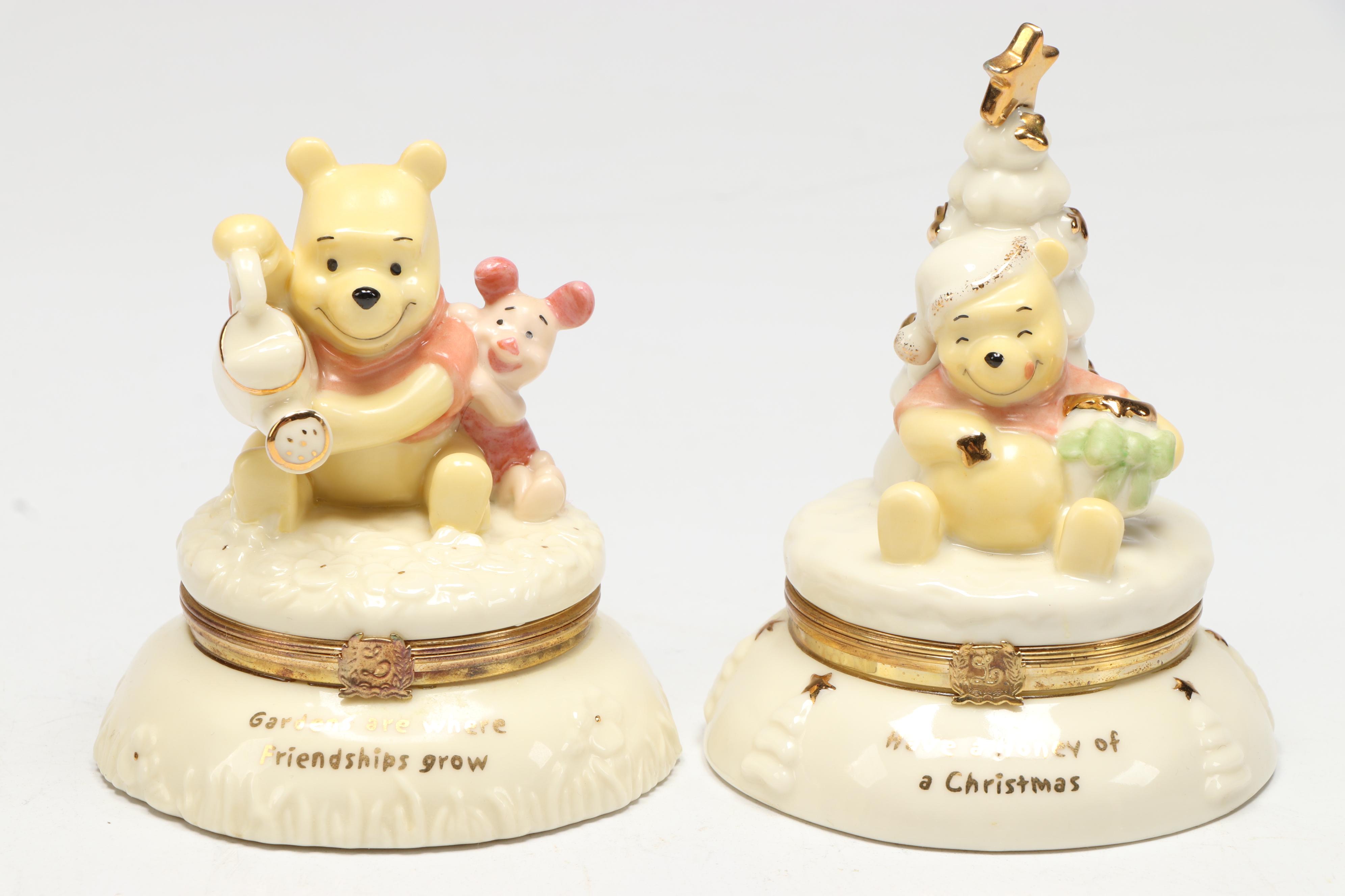 Lenox "Winnie the Pooh" Porcelain Boxes with Hanging Display Case