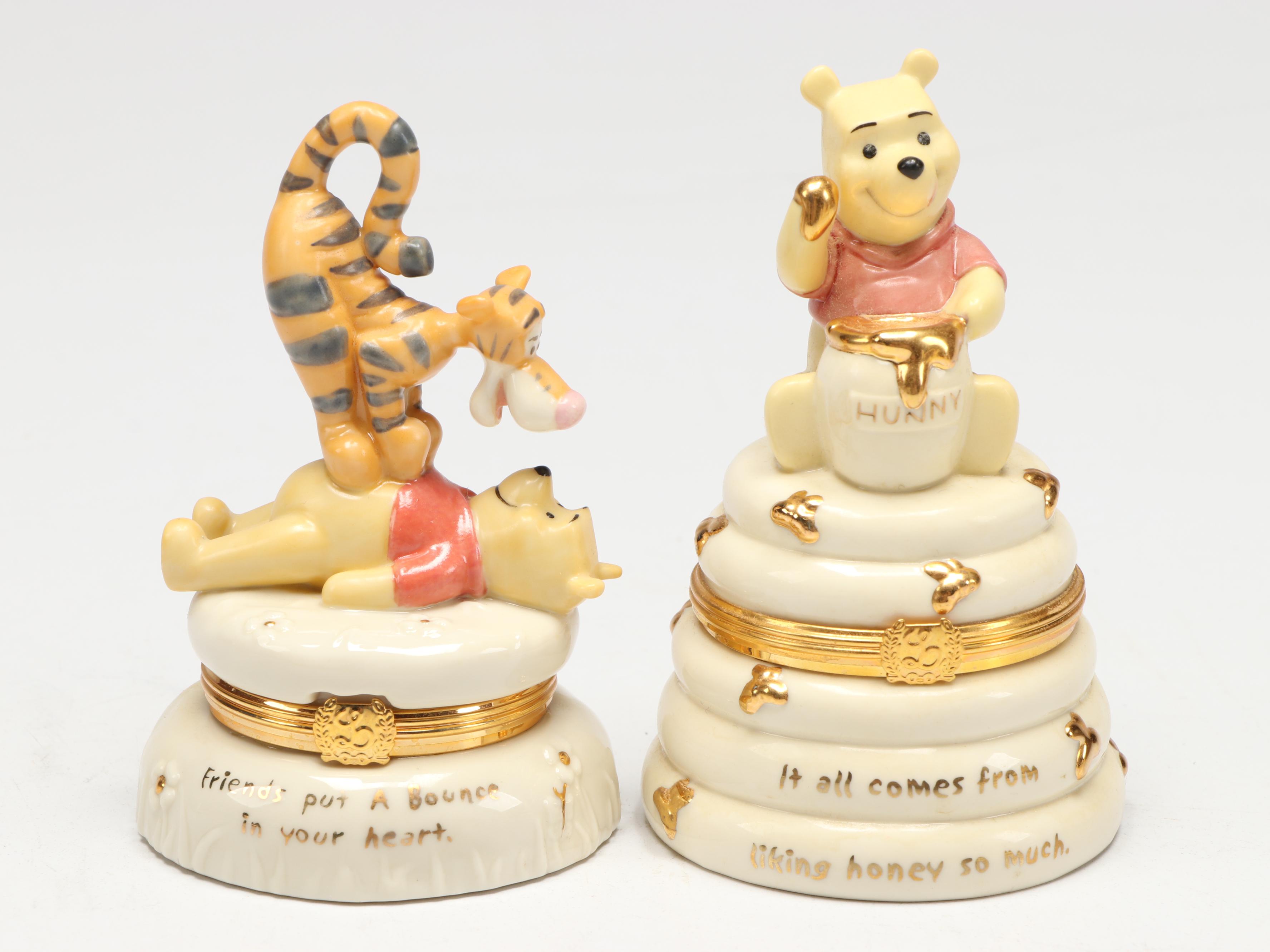 Lenox "Winnie the Pooh" Porcelain Boxes with Hanging Display Case