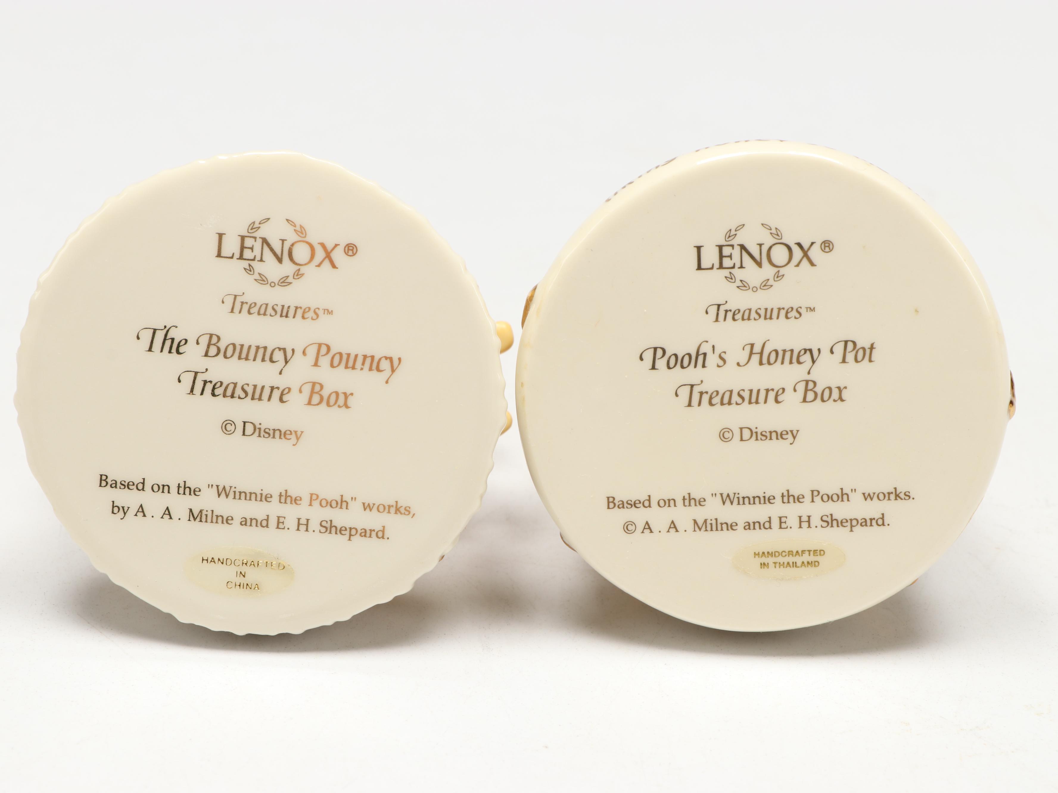 Lenox "Winnie the Pooh" Porcelain Boxes with Hanging Display Case