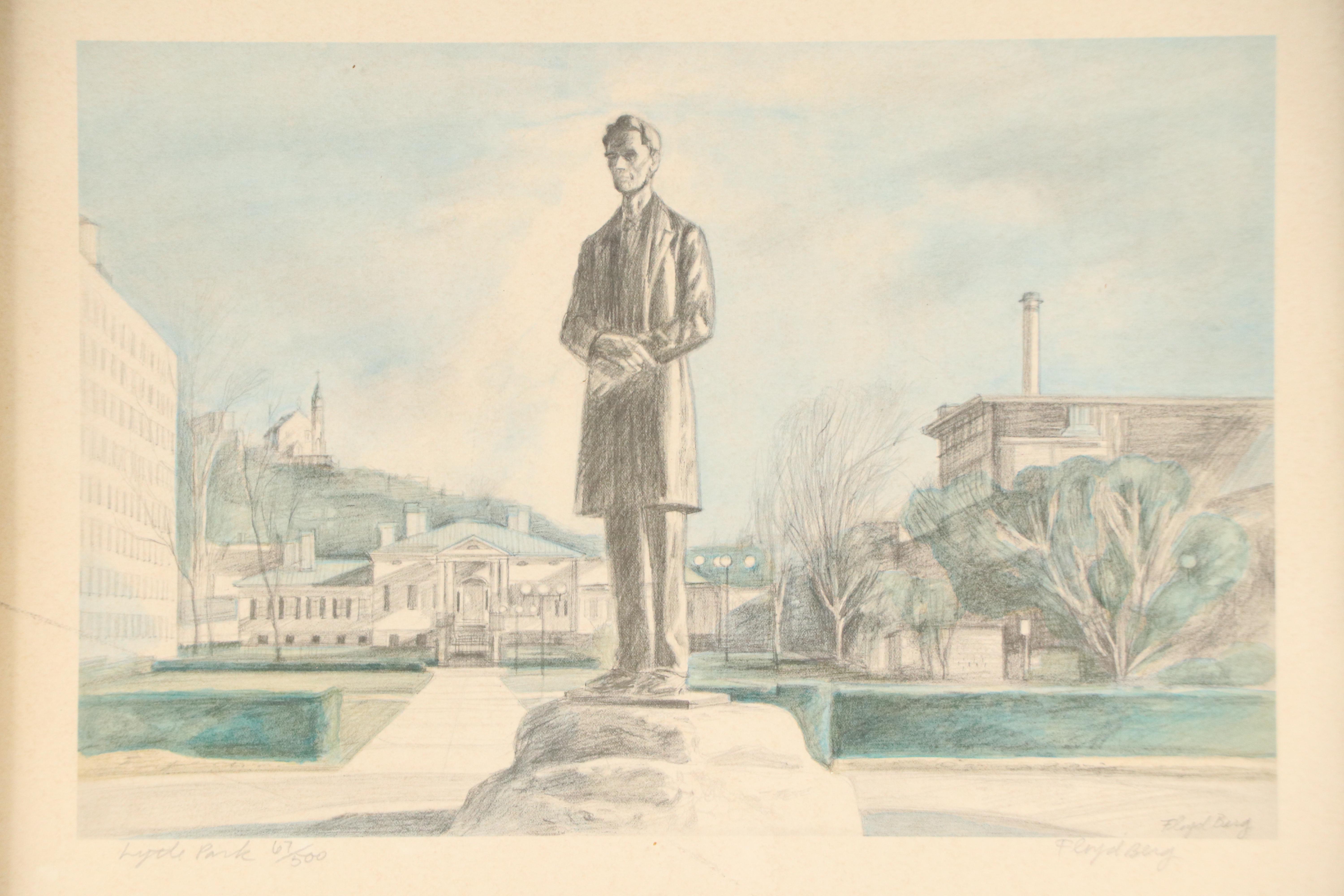 Floyd Berg Offset Lithograph "Lytle Park," Late 20th Century