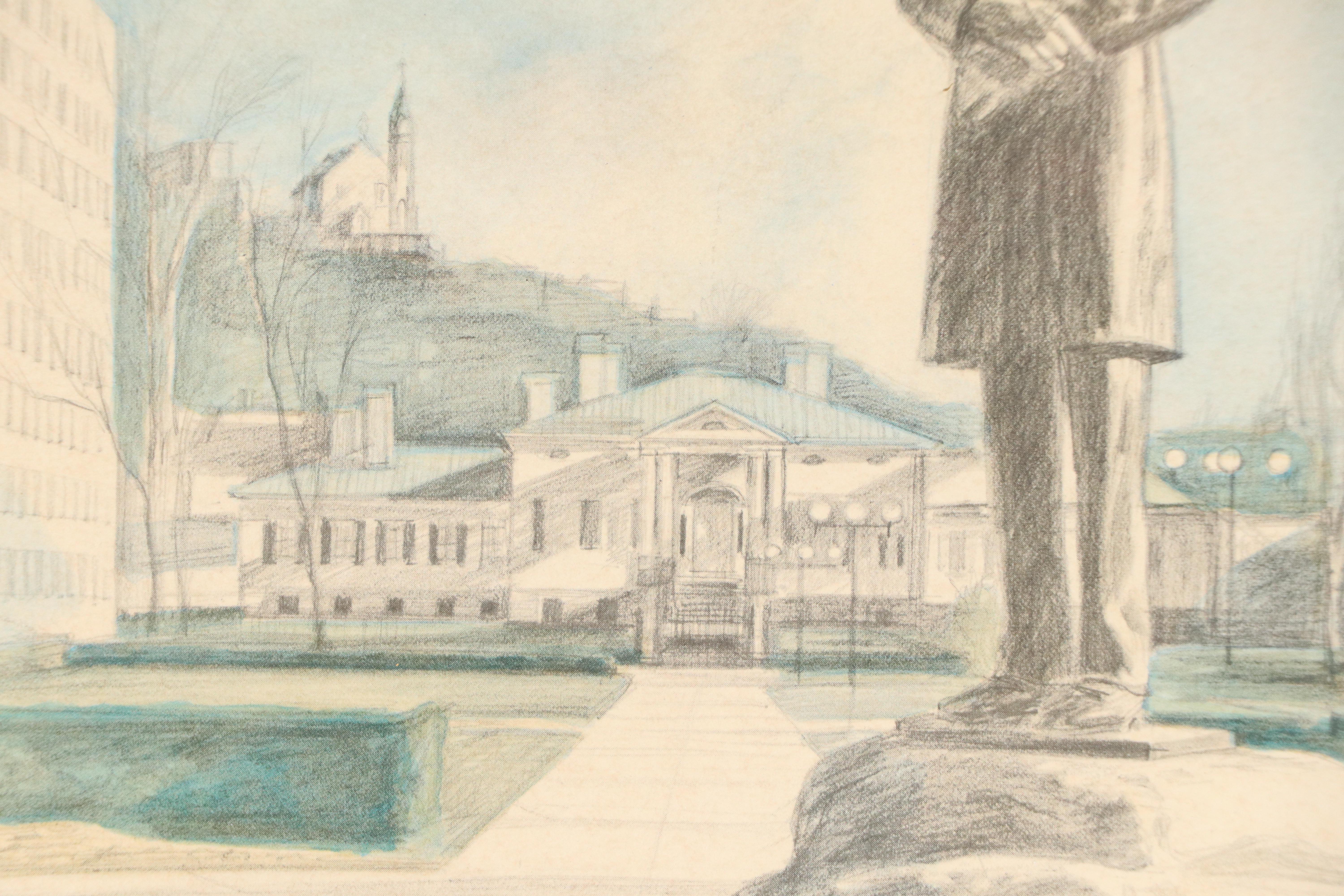 Floyd Berg Offset Lithograph "Lytle Park," Late 20th Century