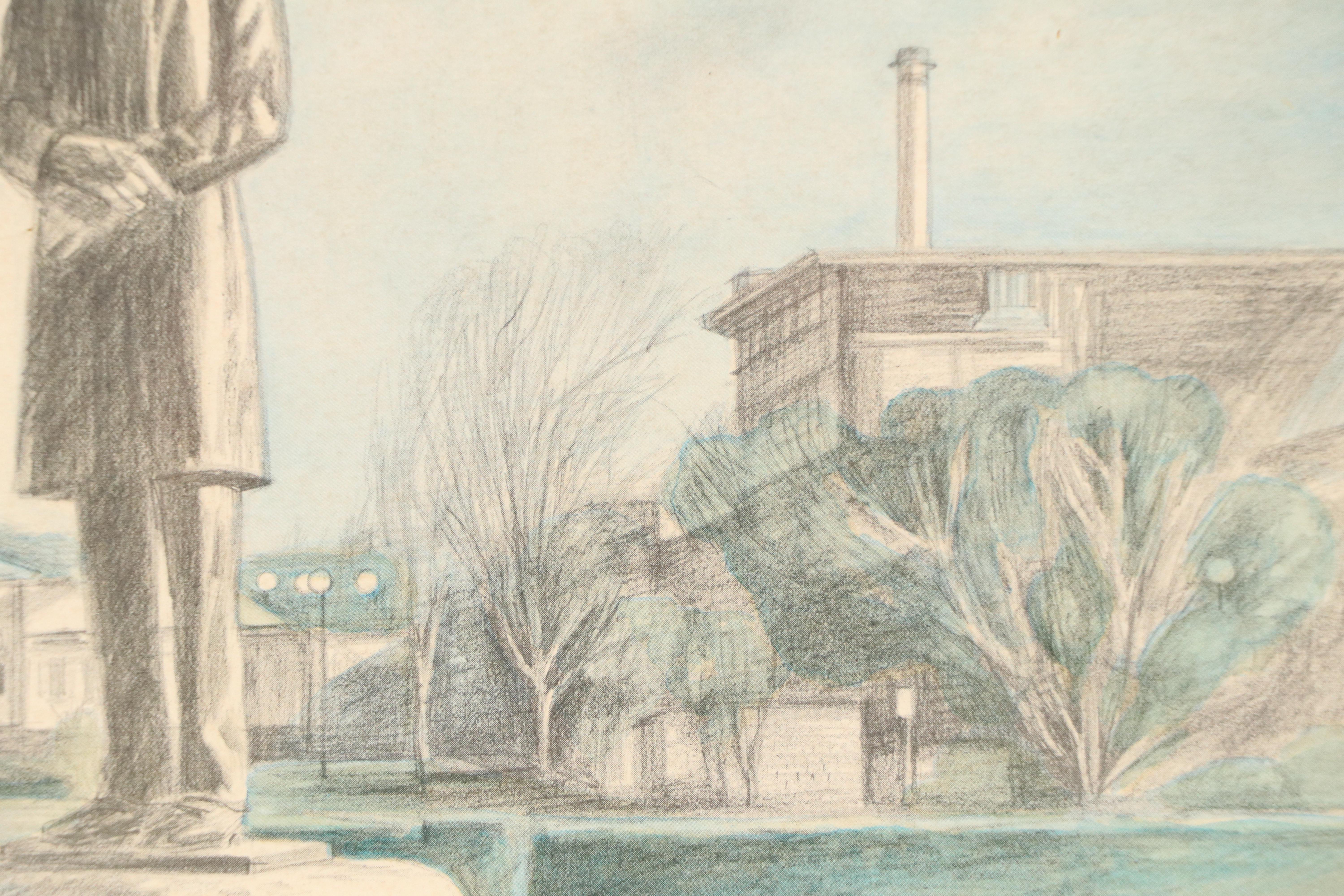 Floyd Berg Offset Lithograph "Lytle Park," Late 20th Century