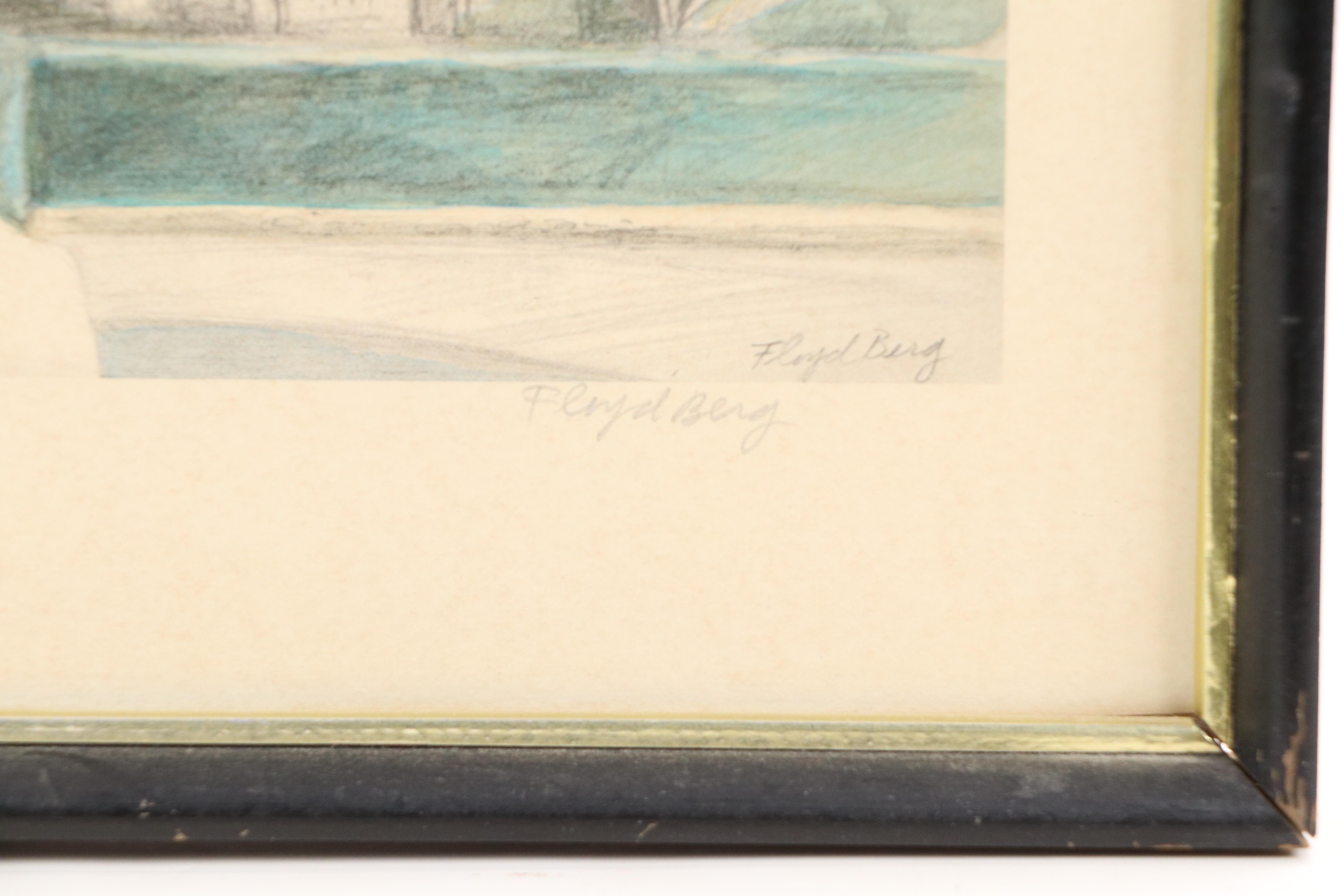 Floyd Berg Offset Lithograph "Lytle Park," Late 20th Century