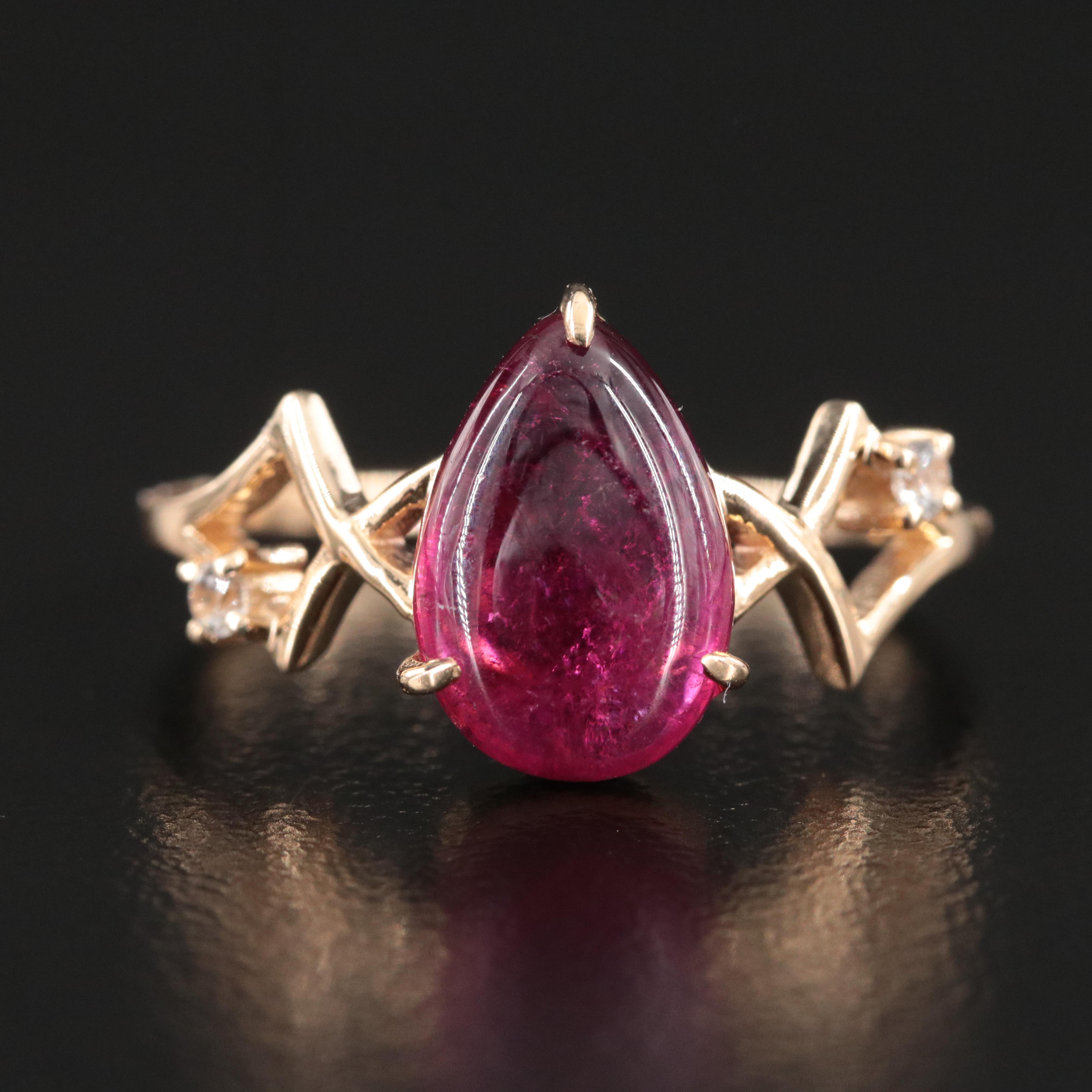 14K Tourmaline and White Sapphire Ring