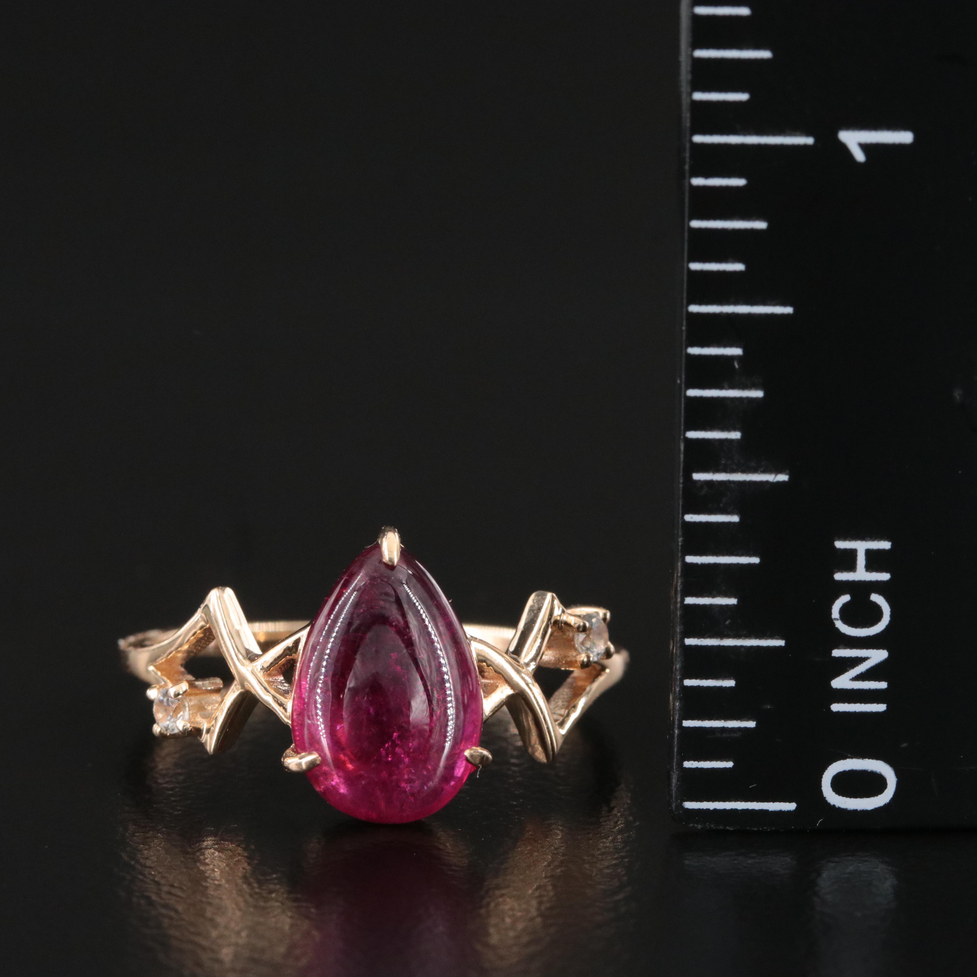 14K Tourmaline and White Sapphire Ring