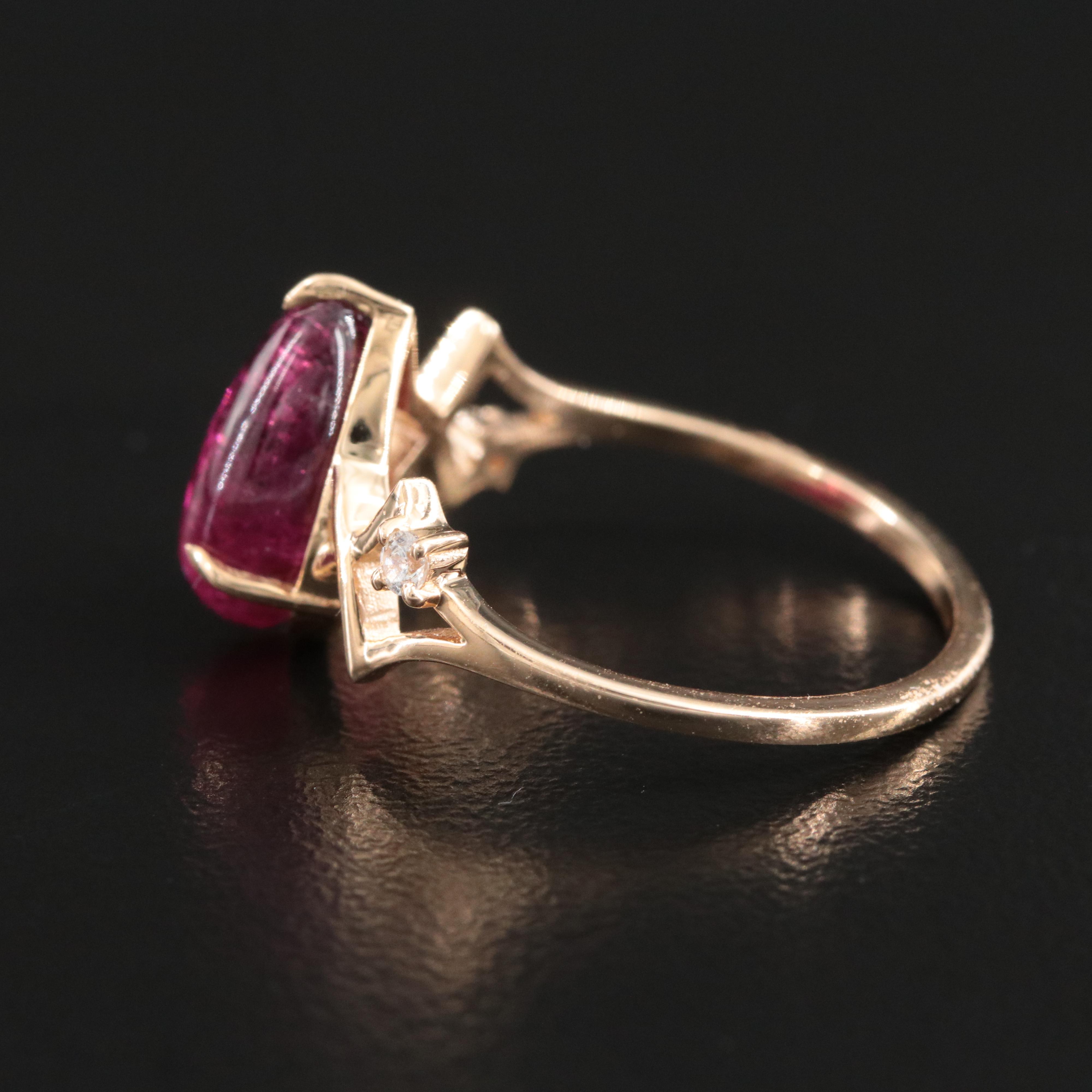 14K Tourmaline and White Sapphire Ring