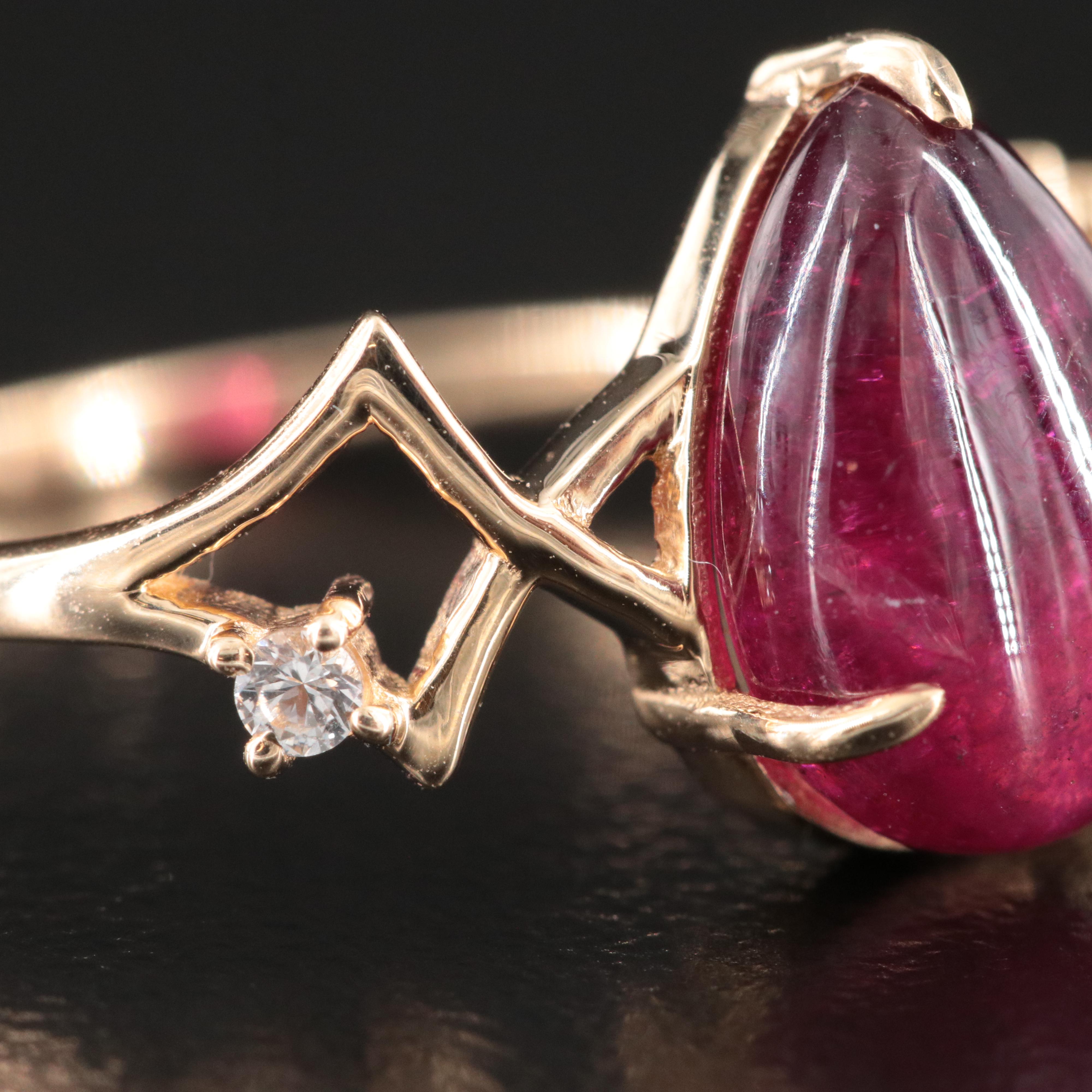 14K Tourmaline and White Sapphire Ring