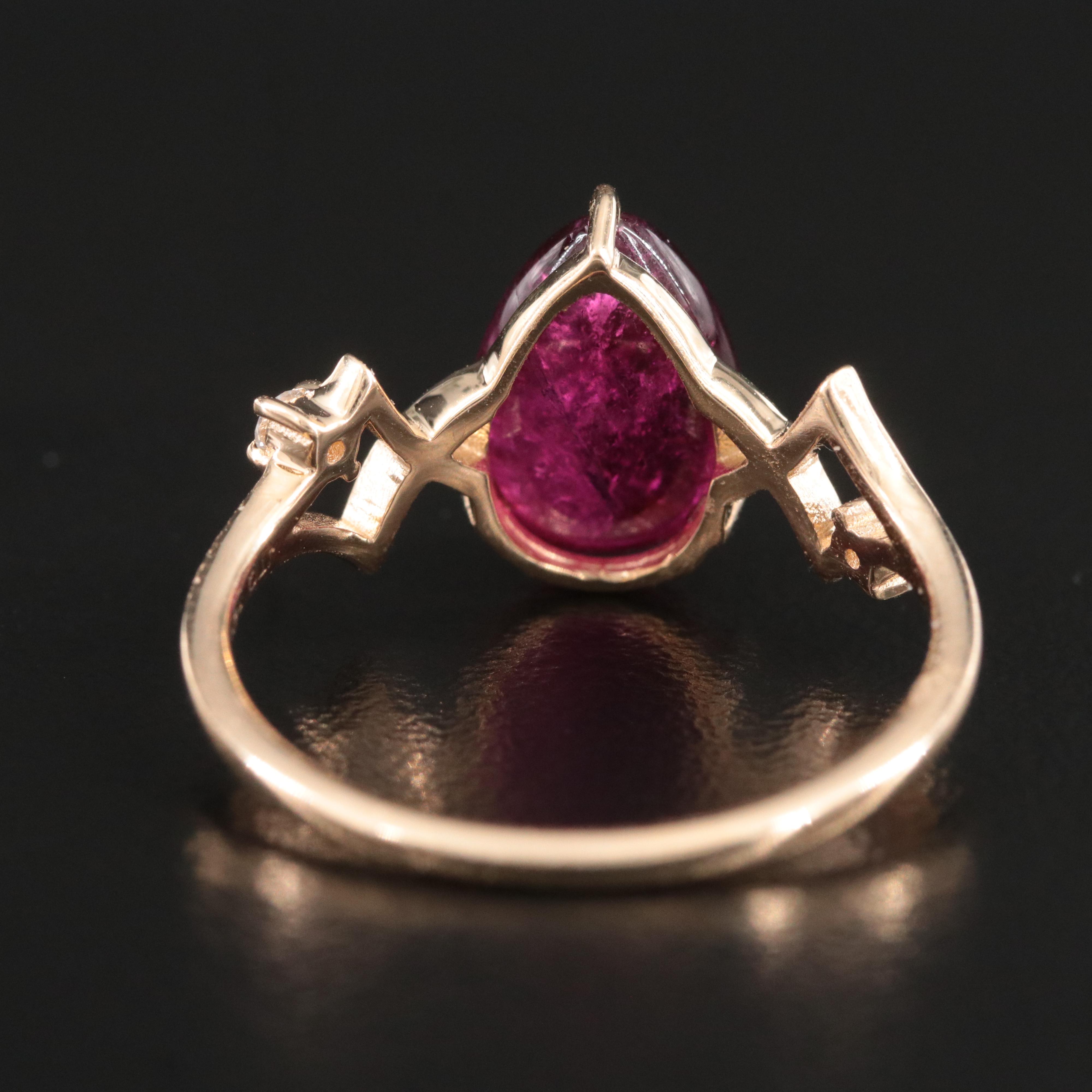 14K Tourmaline and White Sapphire Ring