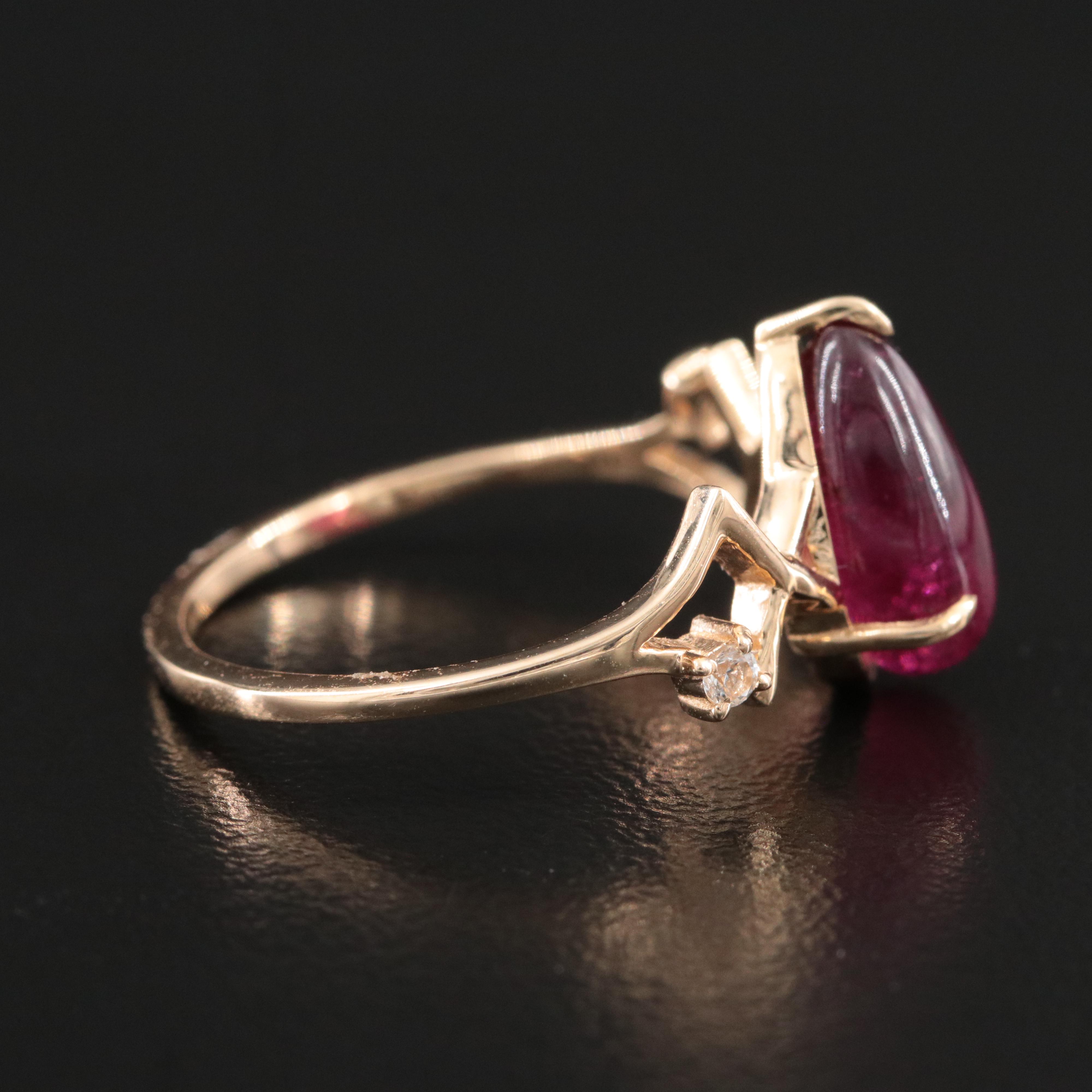 14K Tourmaline and White Sapphire Ring