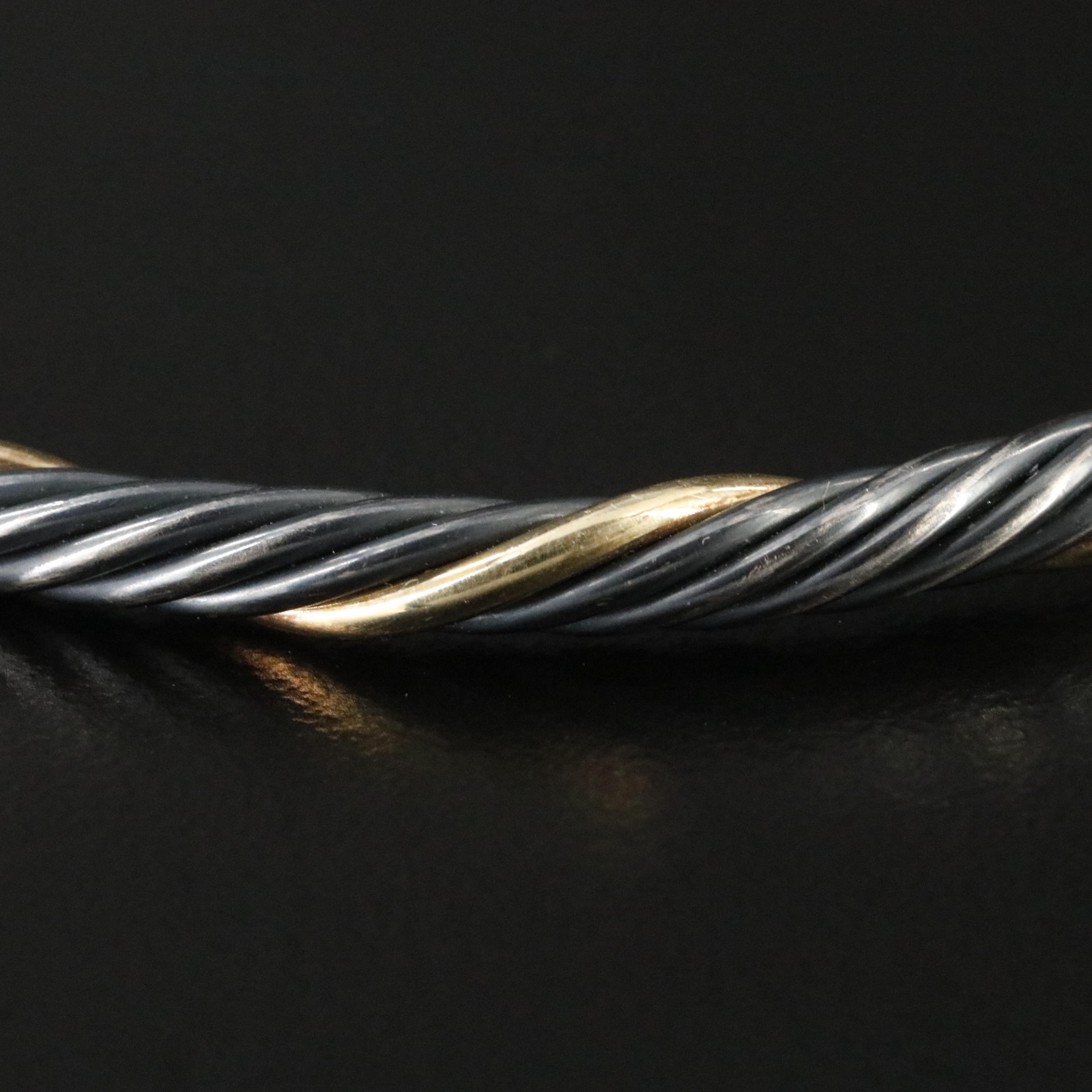 David Yurman Darkened Sterling and 18K Bonded Gold Twisted Bangle Bracelet