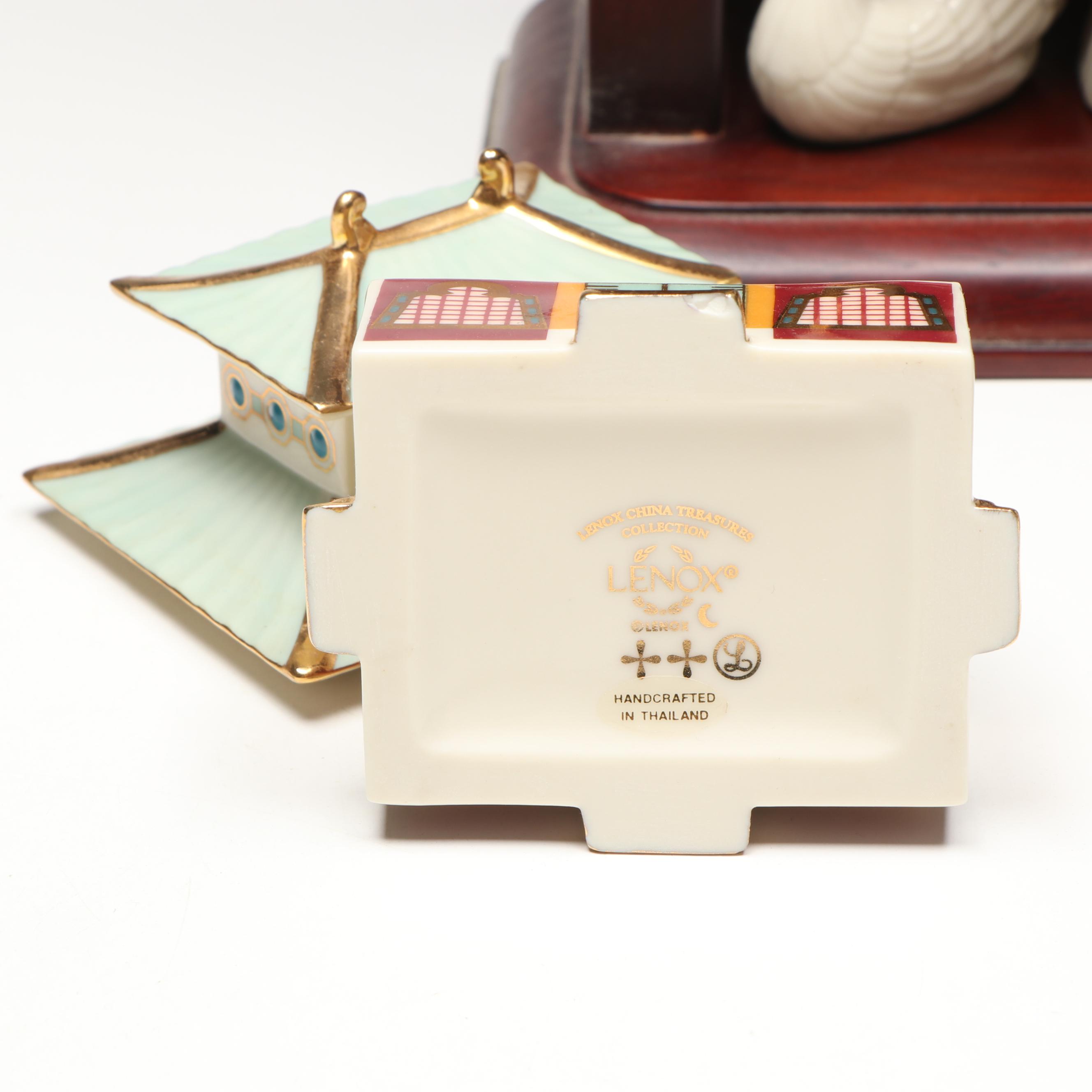 Lenox Porcelain Boxes with Wooden Display Shelves