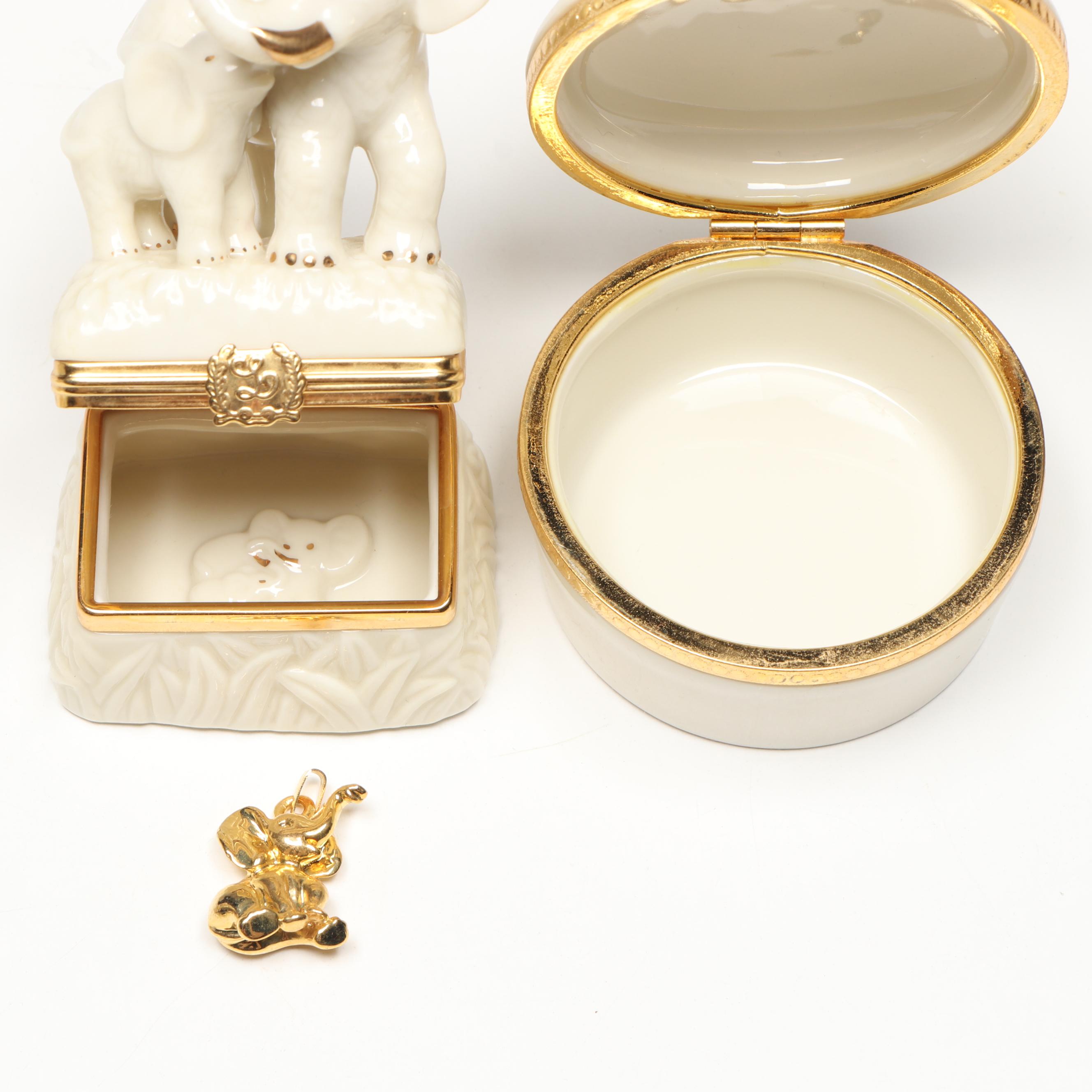 Lenox Porcelain Boxes with Wooden Display Shelves