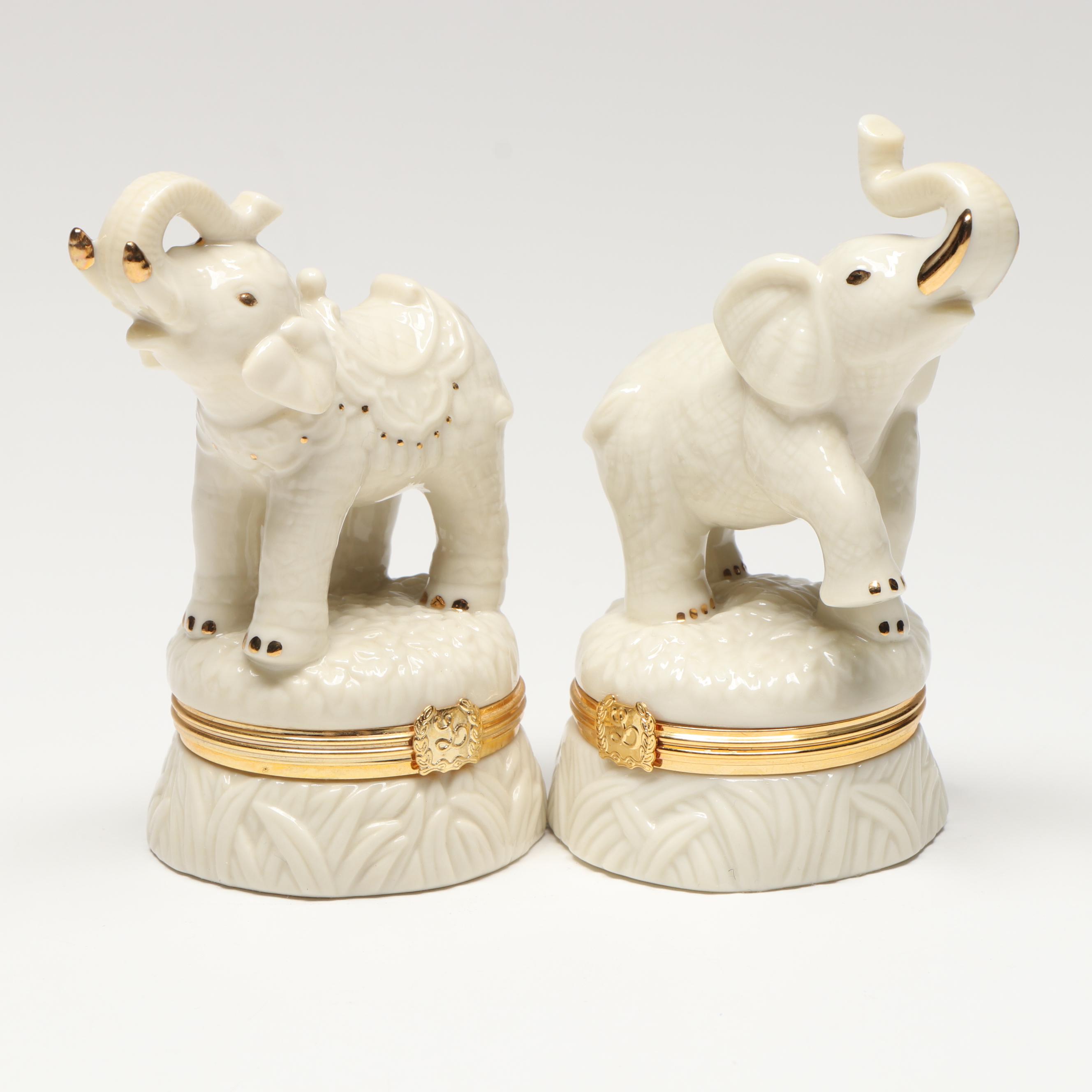 Lenox Porcelain Boxes with Wooden Display Shelves